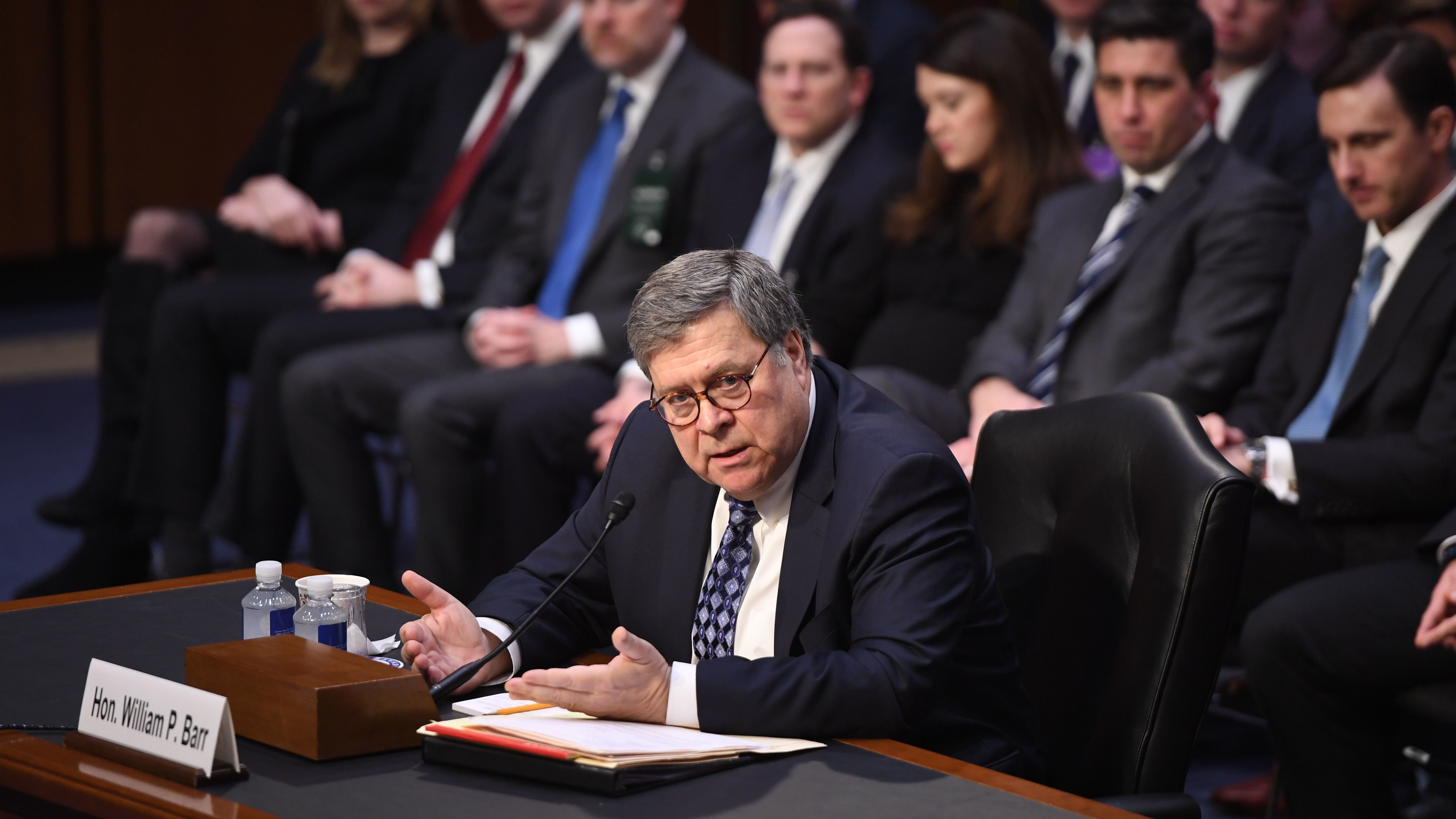 William Barr, President Trump's nominee to be attorney general, testifies during a Senate Judiciary Committee confirmation hearing on Capitol Hill Tuesday. (AFP/Getty Images)