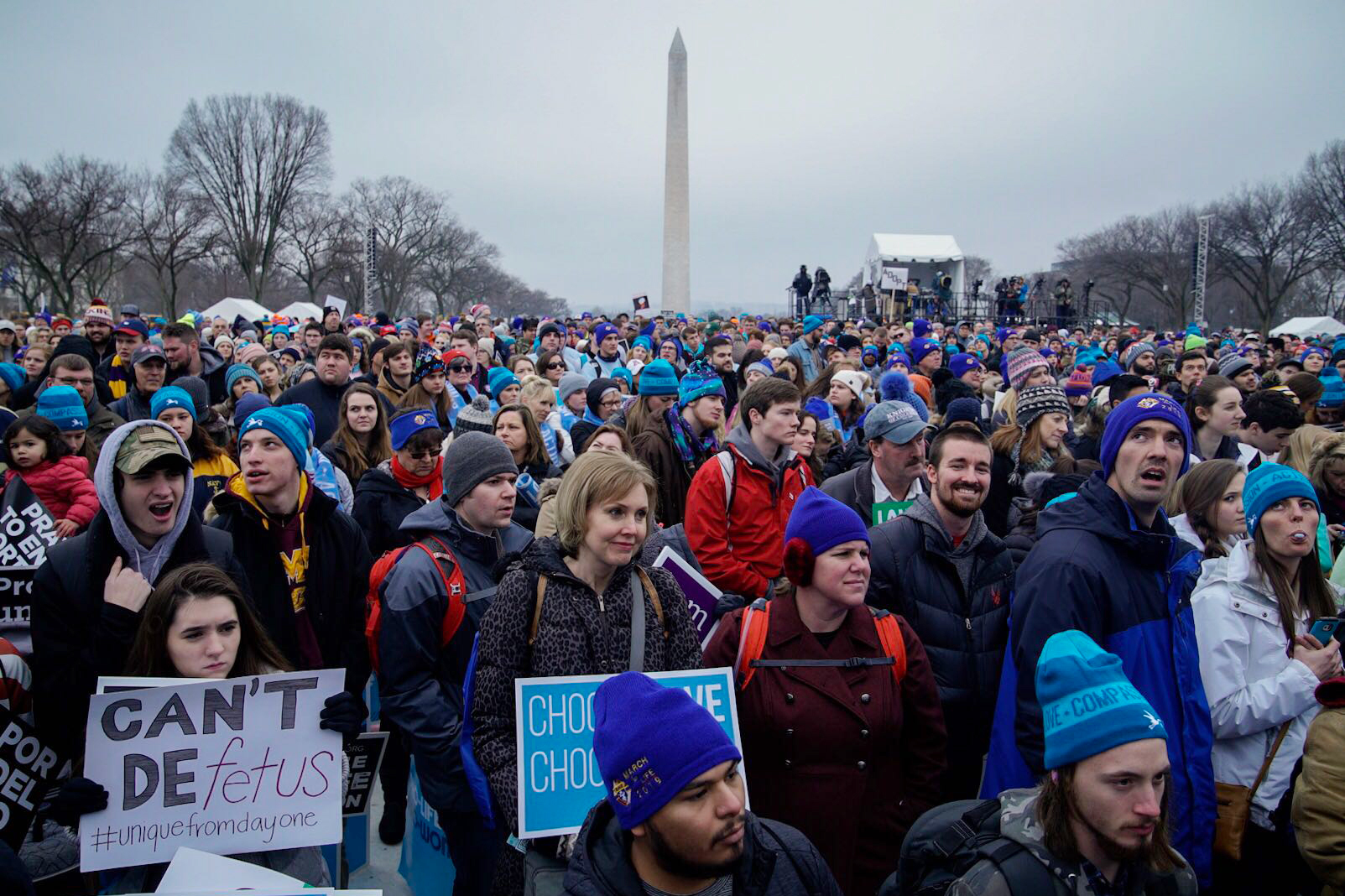 People gather on the National Mall in Washington, D.C. for the annual anti-abortion rights March For Life. (NPR)