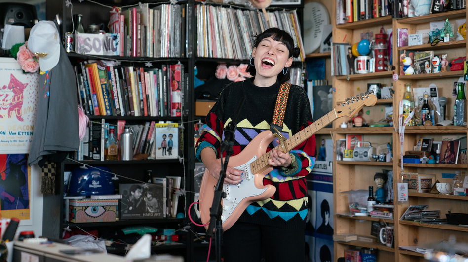 Stella Donnelly performs a Tiny Desk Concert on Oct. 22, 2018. (Cameron Pollack/NPR/Cameron Pollack/NPR)