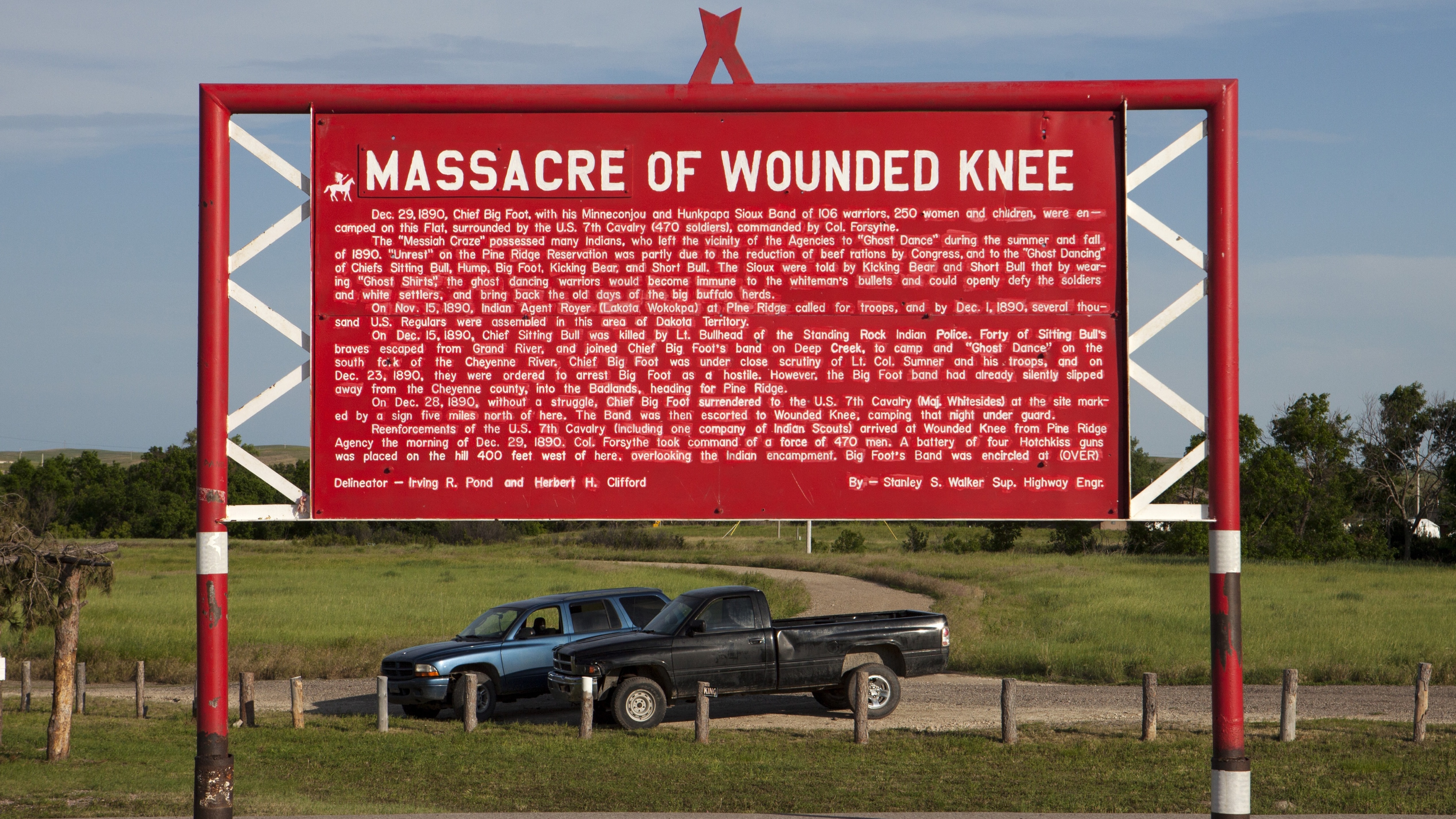 Memorial to the Wounded Knee Massacre that occurred on Dec. 29, 1890, near Wounded Knee Creek on the Lakota Pine Ridge Indian Reservation, South Dakota.