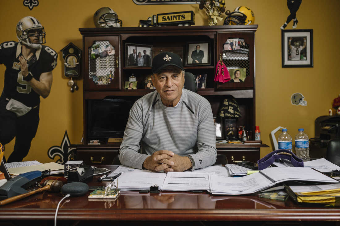 Mayor Gene Paul sits in his office at Oakdale City Hall.