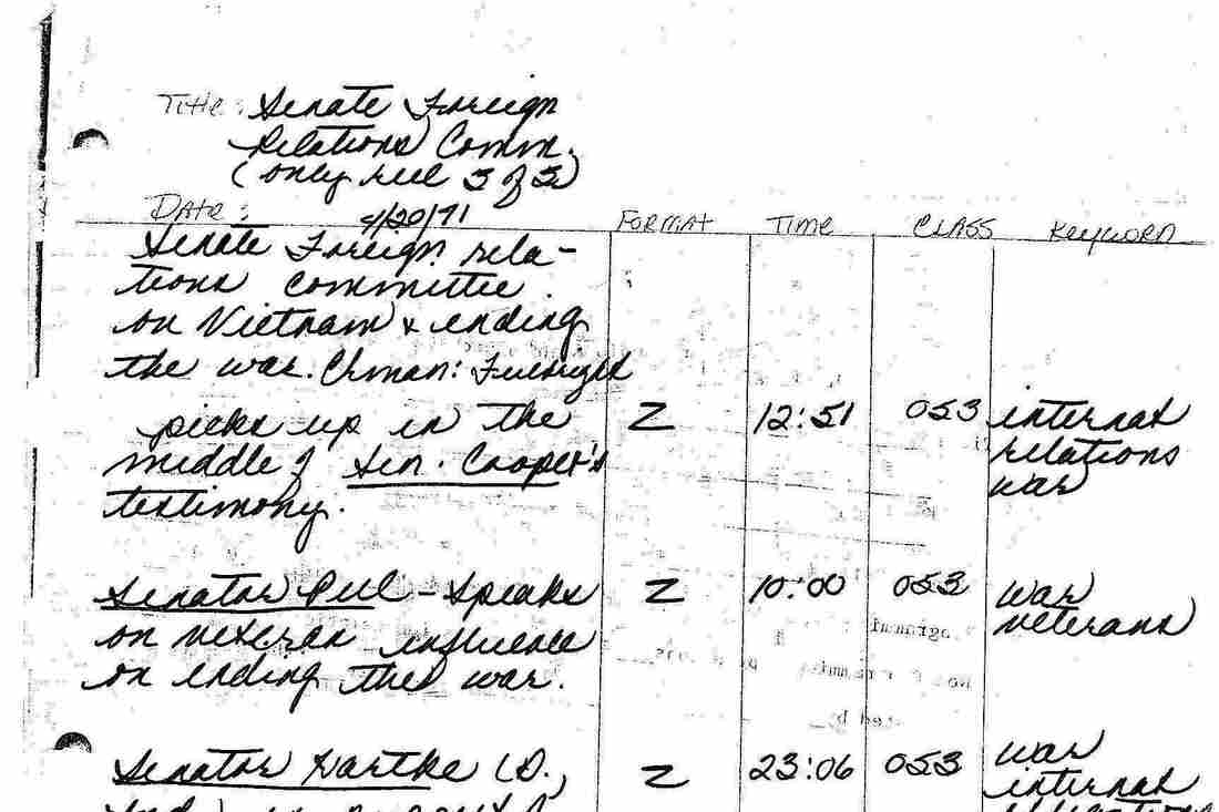 Rundown for NPR coverage of the 1971 Senate Foreign Relations Committee hearing on the Vietnam war.