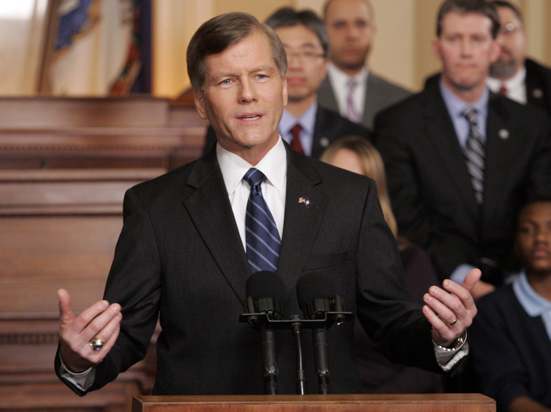 Then-Virginia Gov. Bob McDonnell gestures as he delivers the Republican Response to the State of the Union in the Virginia House of Delegates chambers at the Capitol in Richmond, Va., on Jan. 27, 2010. (Steve Helber/Associated Press)