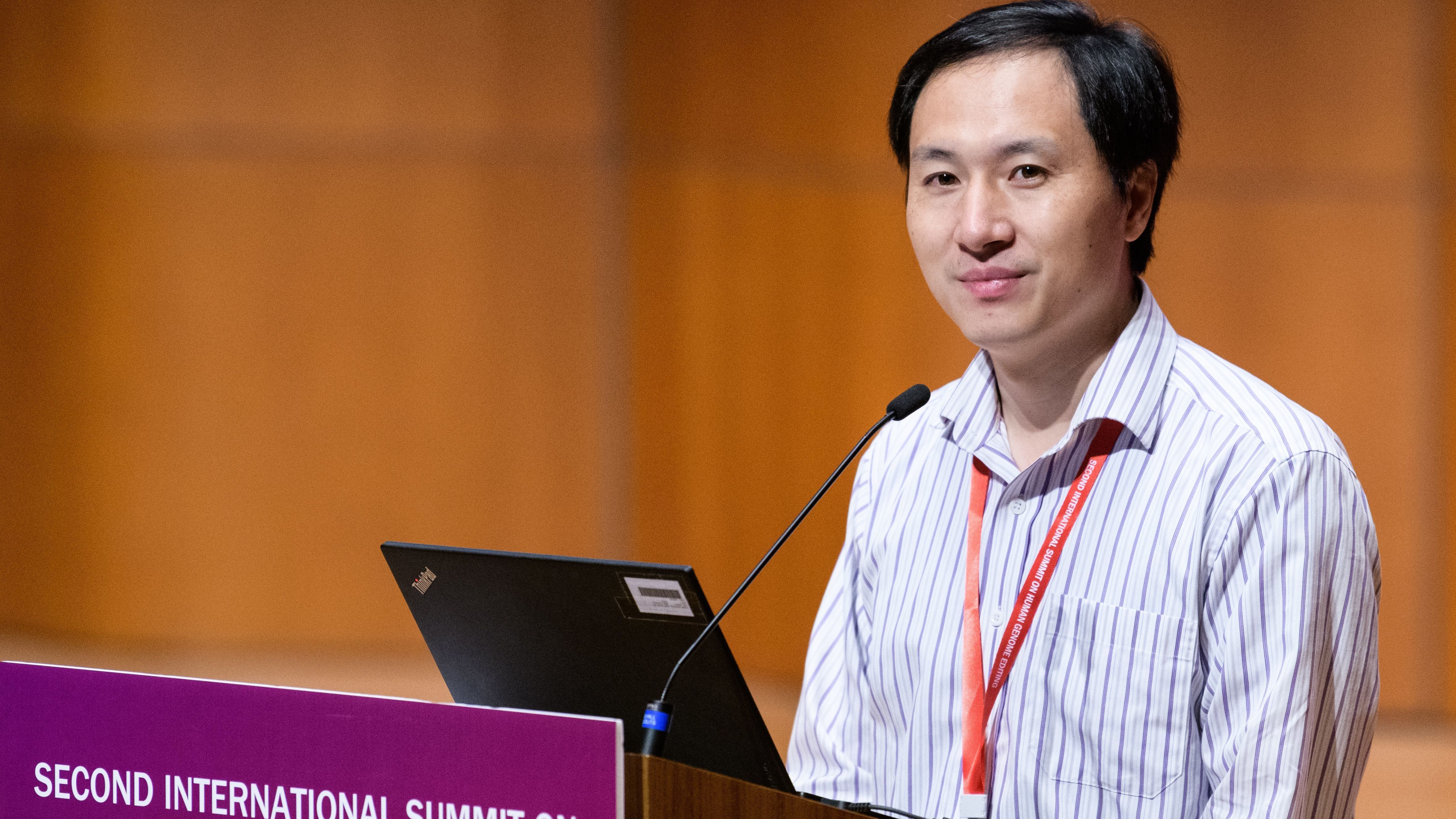 Chinese scientist He Jiankui speaks at a human genome editing summit in Hong Kong on Nov. 28, 2018. He announced an experiment on twins that raised a range of ethical questions and prompted China's government to vow to punish him.