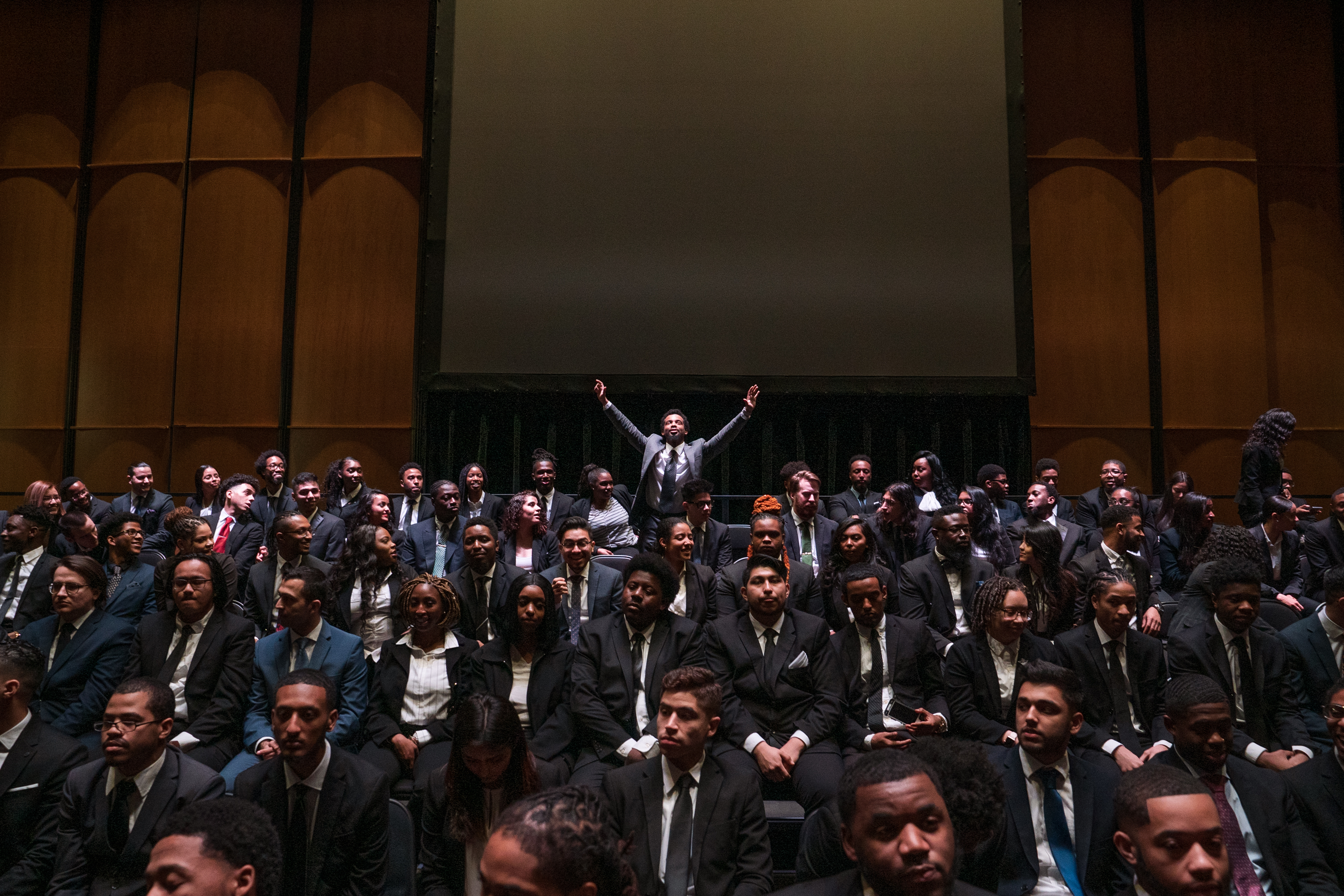 Year Up students celebrate during their graduation ceremony at Northern Virginia Community College in Woodbridge, Va. (NPR)