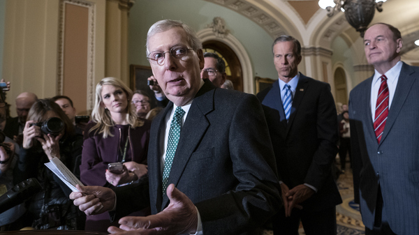 Senate Majority Leader Mitch McConnell, R-Ky., joined by fellow Republican senators, spoke about the Green New Deal Tuesday.