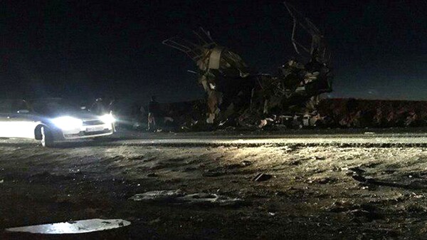 A bomb attack on a Revolutionary Guards bus in Iran