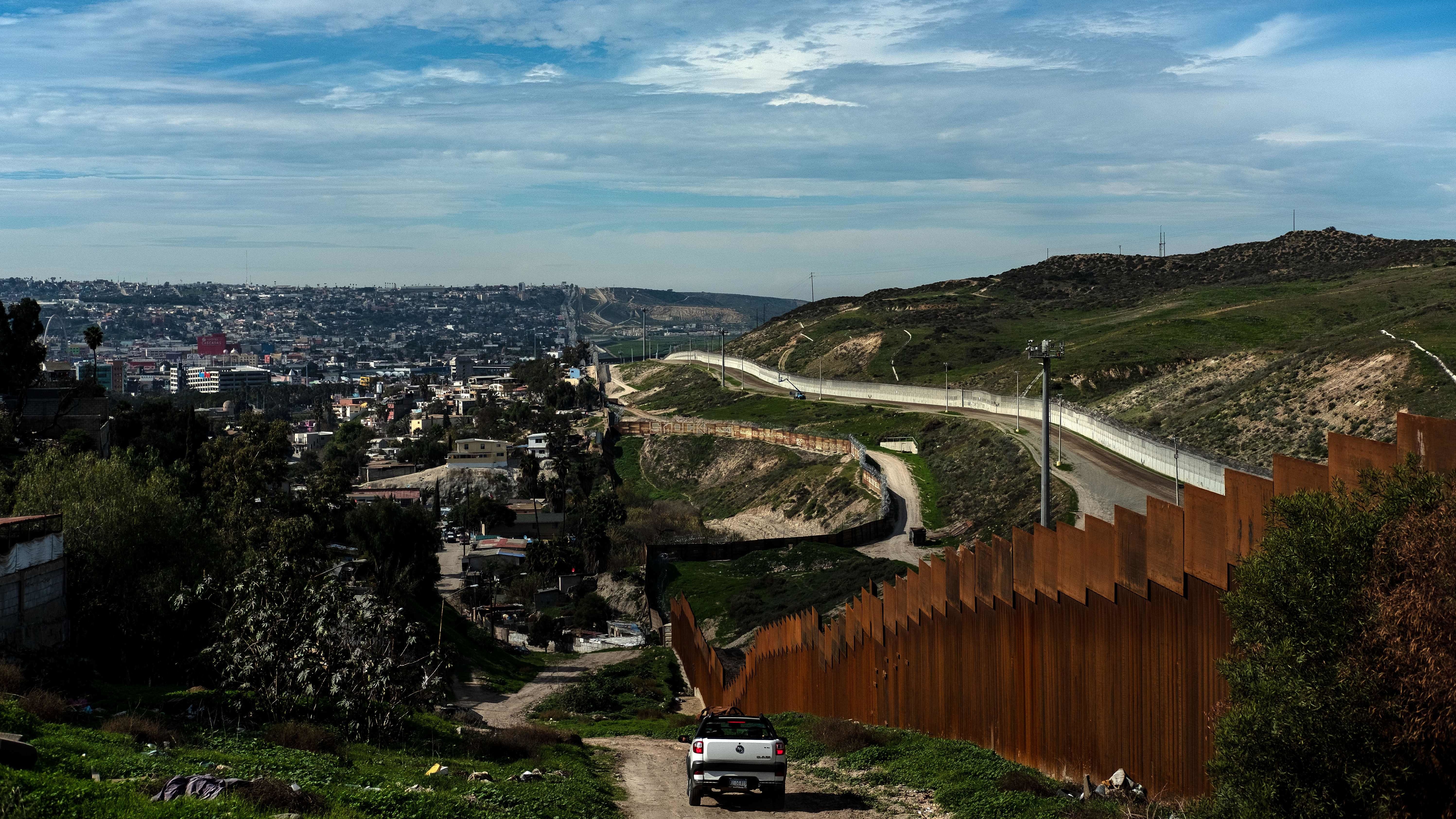 The U.S.-Mexico border fence in Tijuana, Baja California State, Mexico, is seen on Jan. 28. The White House said on Thursday that President Trump plans to sign an emergency declaration to get additional funds for a border wall. (AFP/Getty Images)