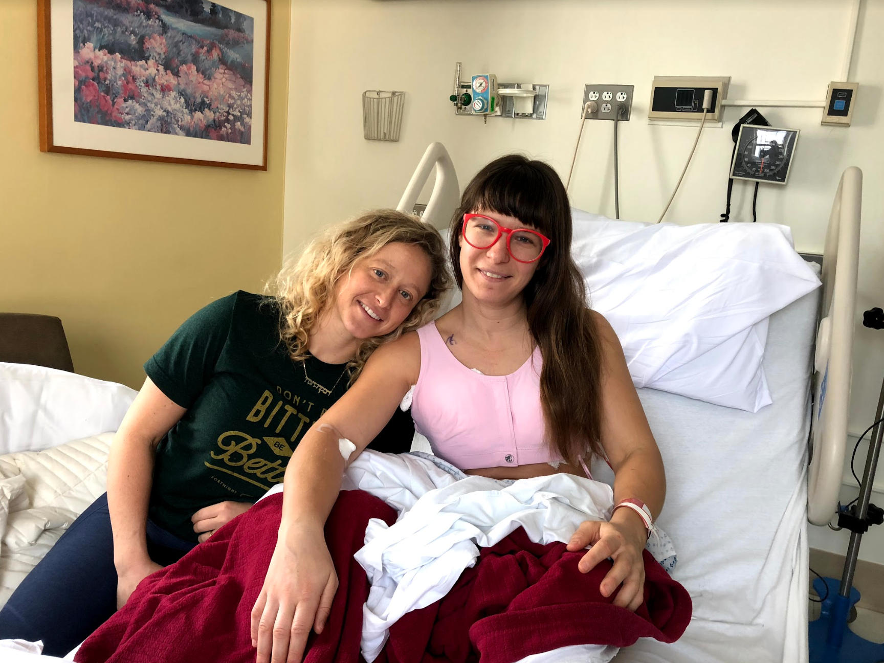 Becca Schepps visits Bowman in the hospital.