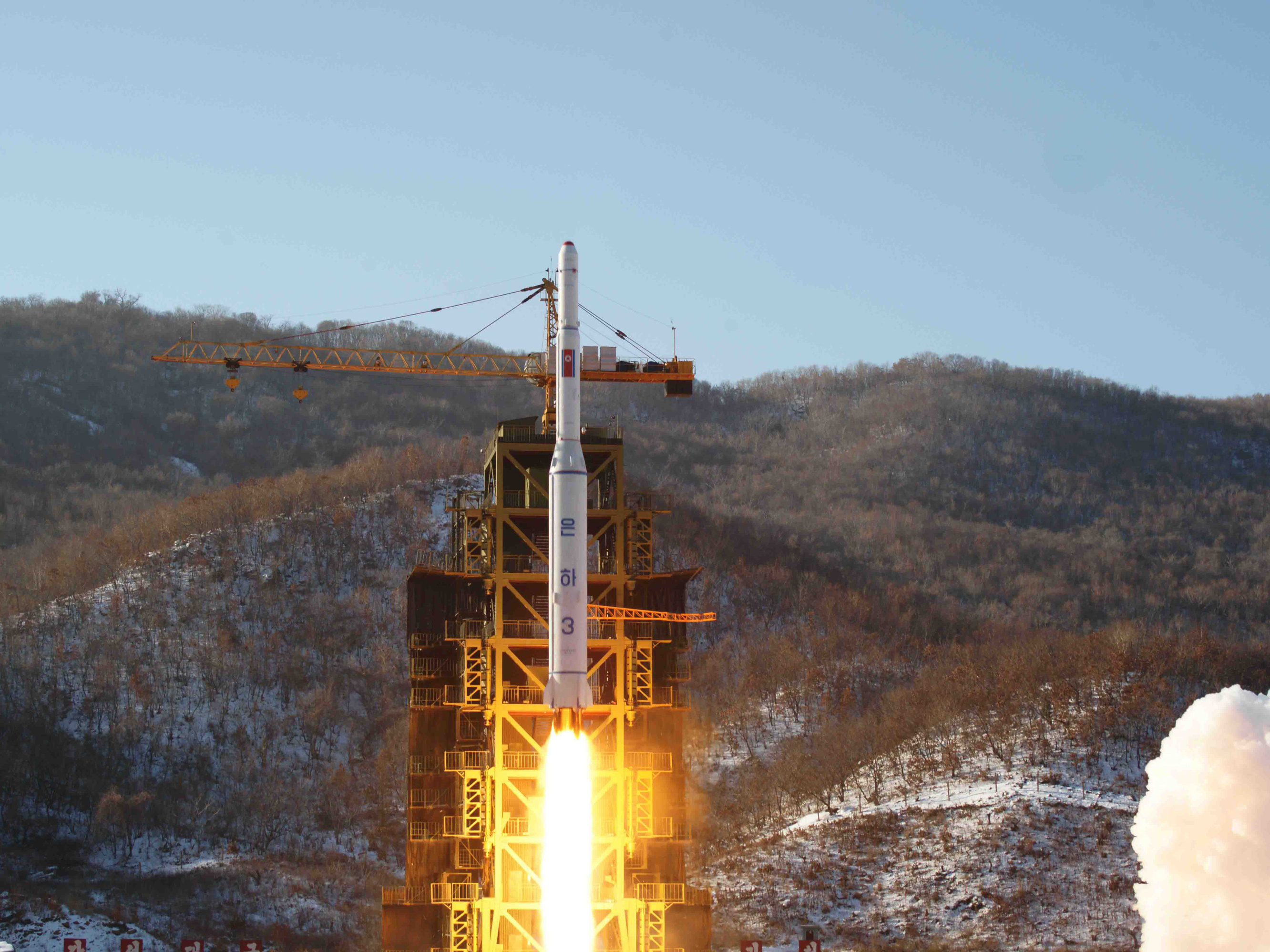 North Korea's Unha-3 rocket lifts off from the Sohae launchpad in Dongchang-ri, North Korea, in this Dec. 12, 2012, photo released by the Korean Central News Agency.