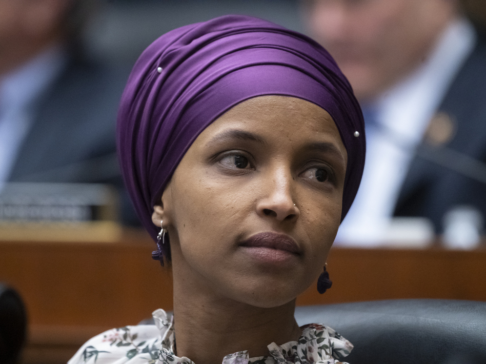 Rep. Ilhan Omar, D-Minn., appears at a House Education and Labor Committee markup on Wednesday.