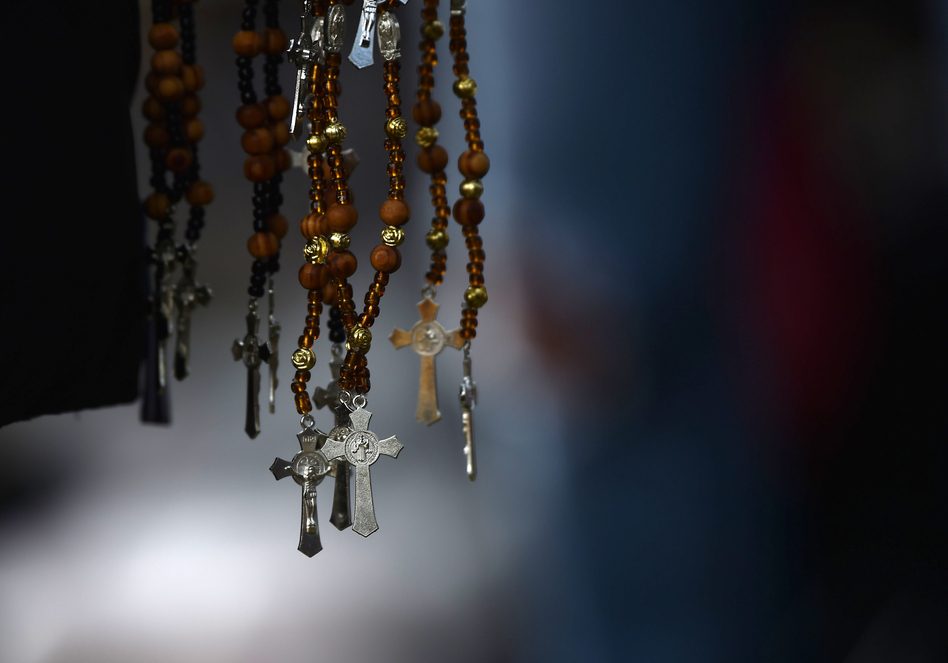 Rosaries are sold by a vendor in Mexico City on Sept. 22, 2017. (AFP Contributor/AFP/Getty Images)