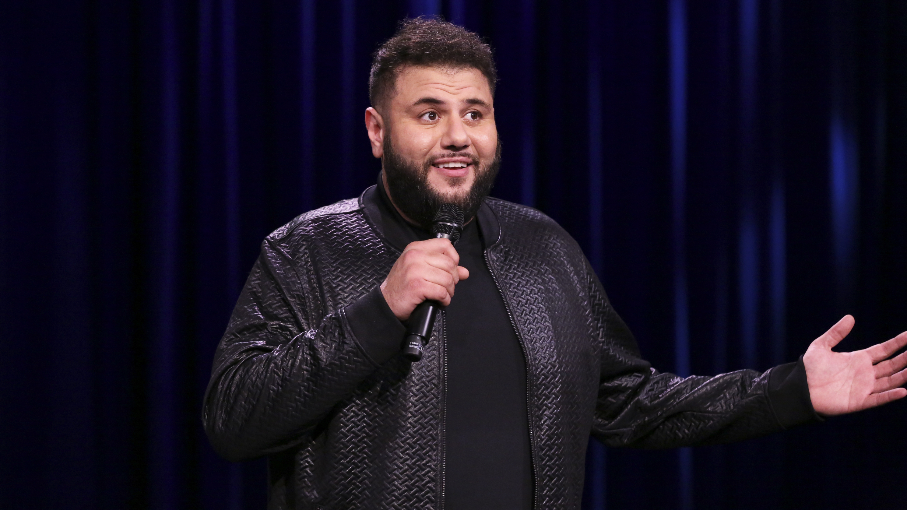Comedian Mo Amer performs on NBC's <em>The Tonight Show Starring Jimmy Fallon</em> on February 20, 2019. (NBCU Photo Bank via Getty Images)