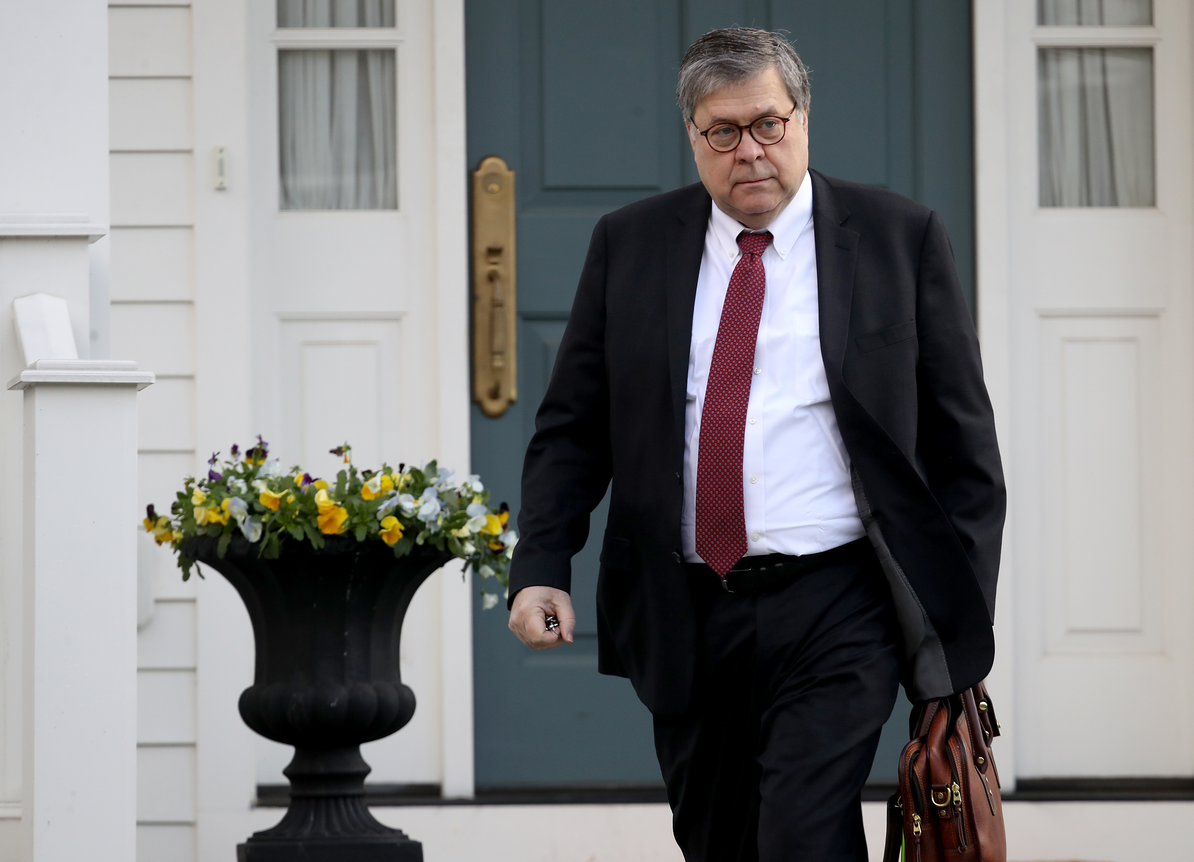 Attorney General William Barr leaves his home in McLean, Va., Friday before the Mueller report on Russian interference and potential Trump campaign collusion was handed over to him. (Getty Images)