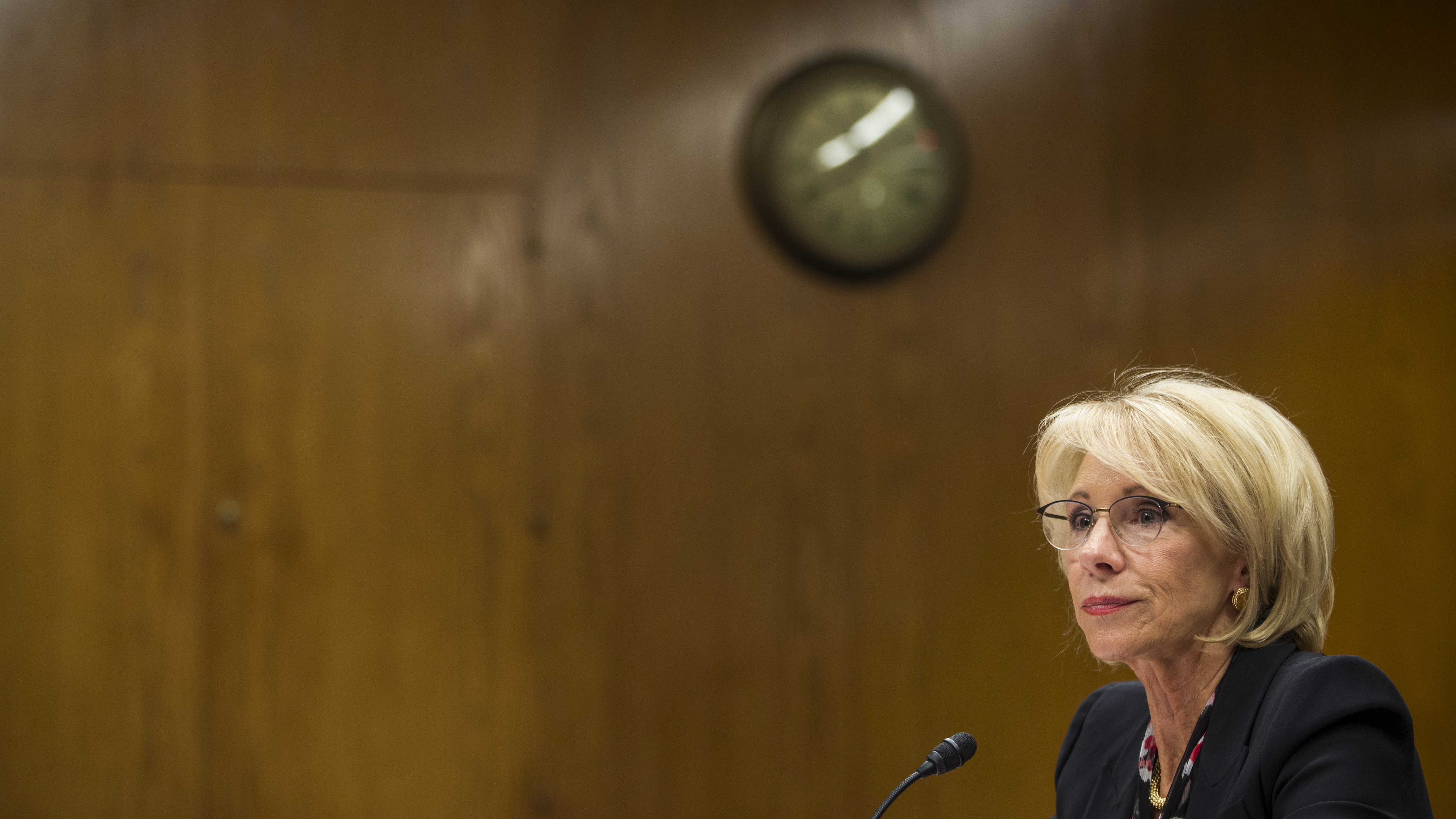 U.S. Secretary of Education Betsy DeVos testifies during a Senate Labor, Health and Human Services, Education and Related Agencies Subcommittee discussing proposed budget estimates and justification for FY2020 for the Education Department in Washington.