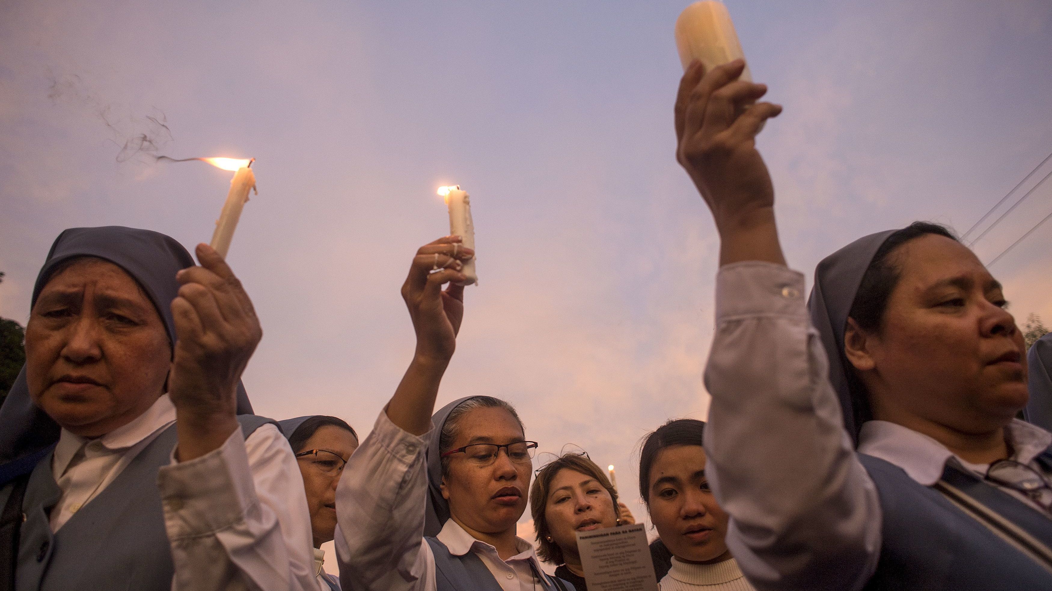 Catholic nuns participate in a healing protest in Manila in 2017, as Catholic bishops called for an end to killings in President Rodrigo Duterte