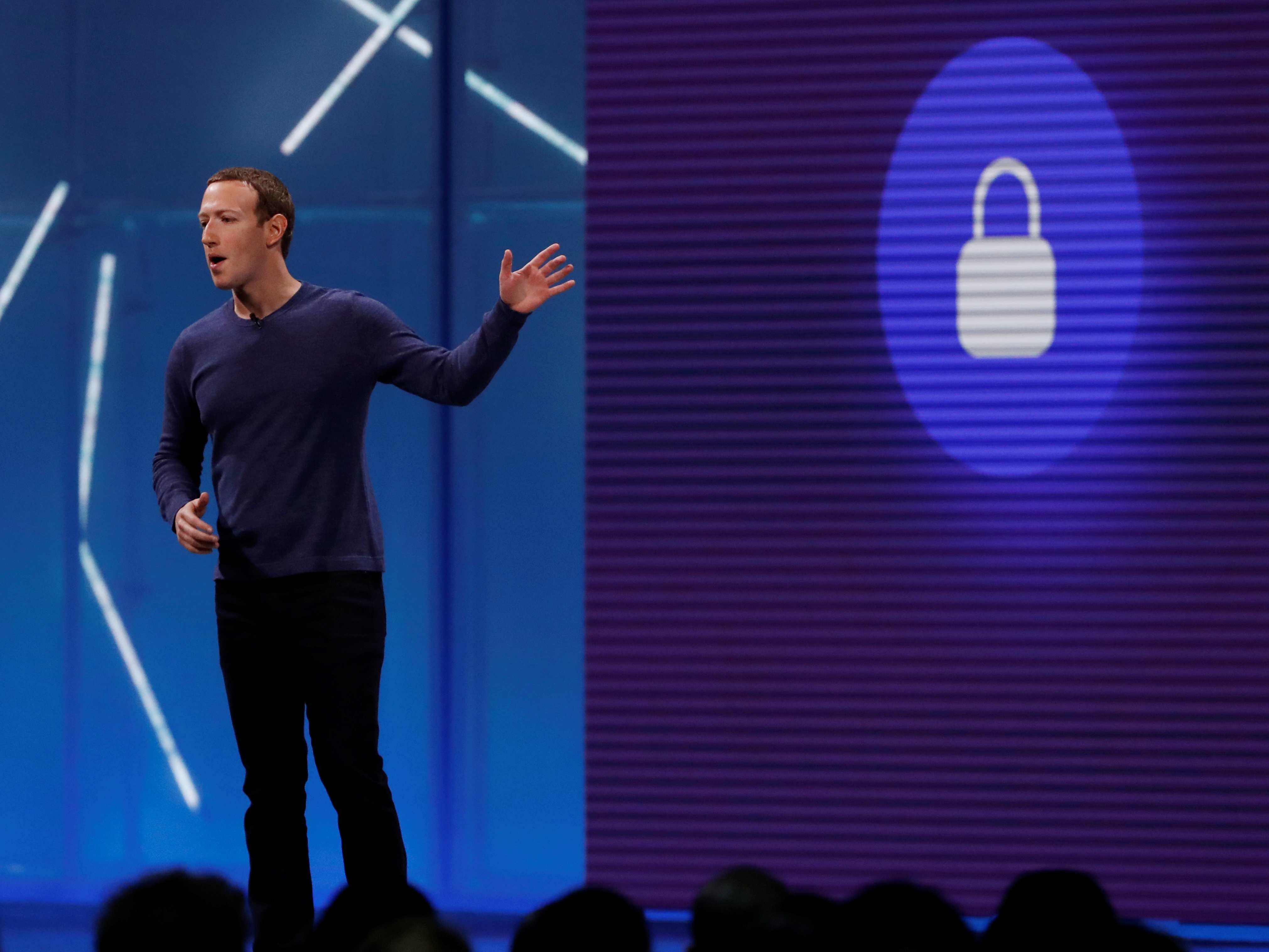 Facebook CEO Mark Zuckerberg speaks at the company's annual developers conference in San Jose, Calif., May 1, 2018. Facebook is beginning to enforce a ban on white nationalist content. (Reuters)