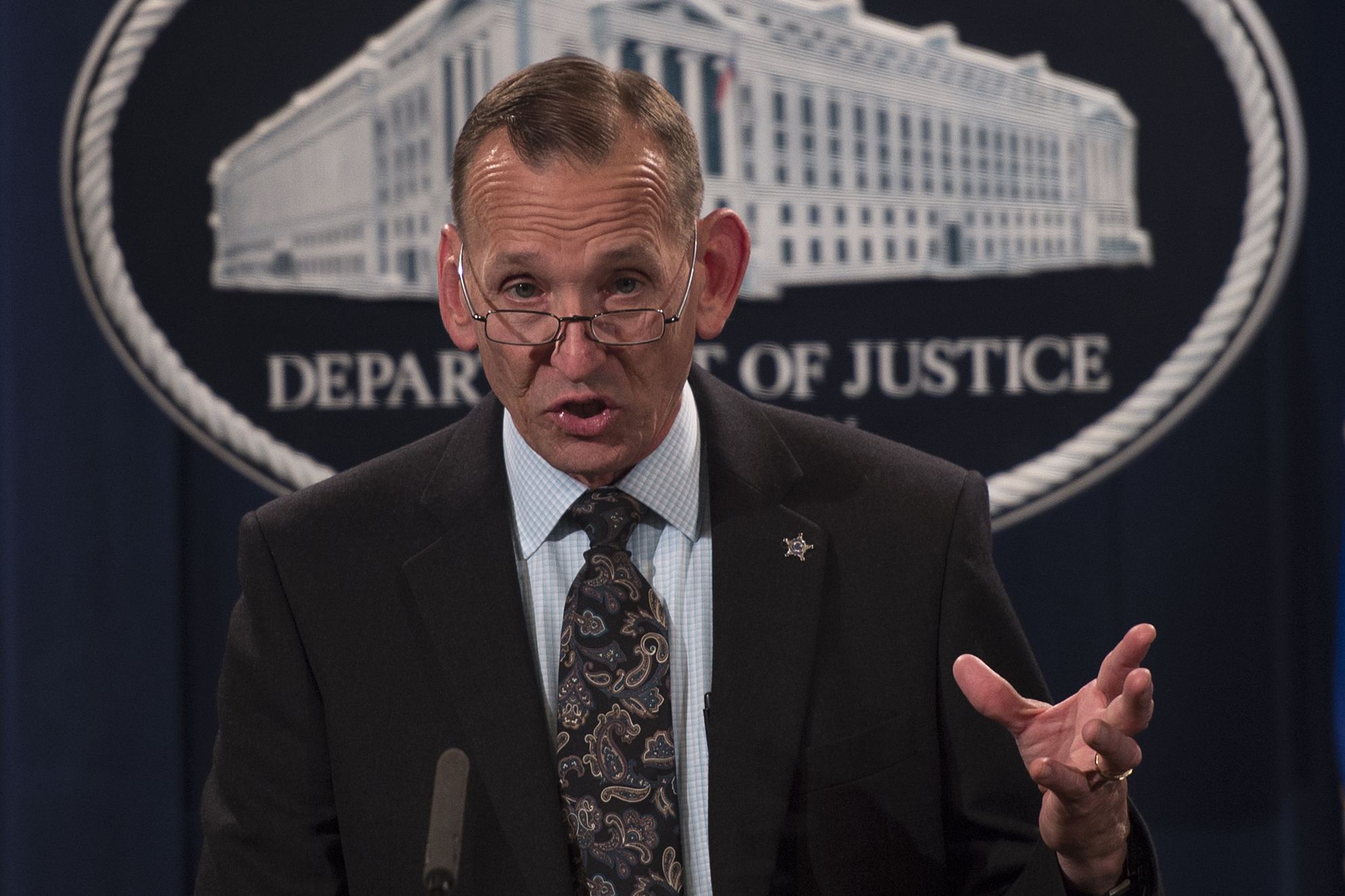 Director of the U.S. Secret Service Randolph Alles speaks at the Justice Department last year. The White House announced on Monday that Alles will be replaced.