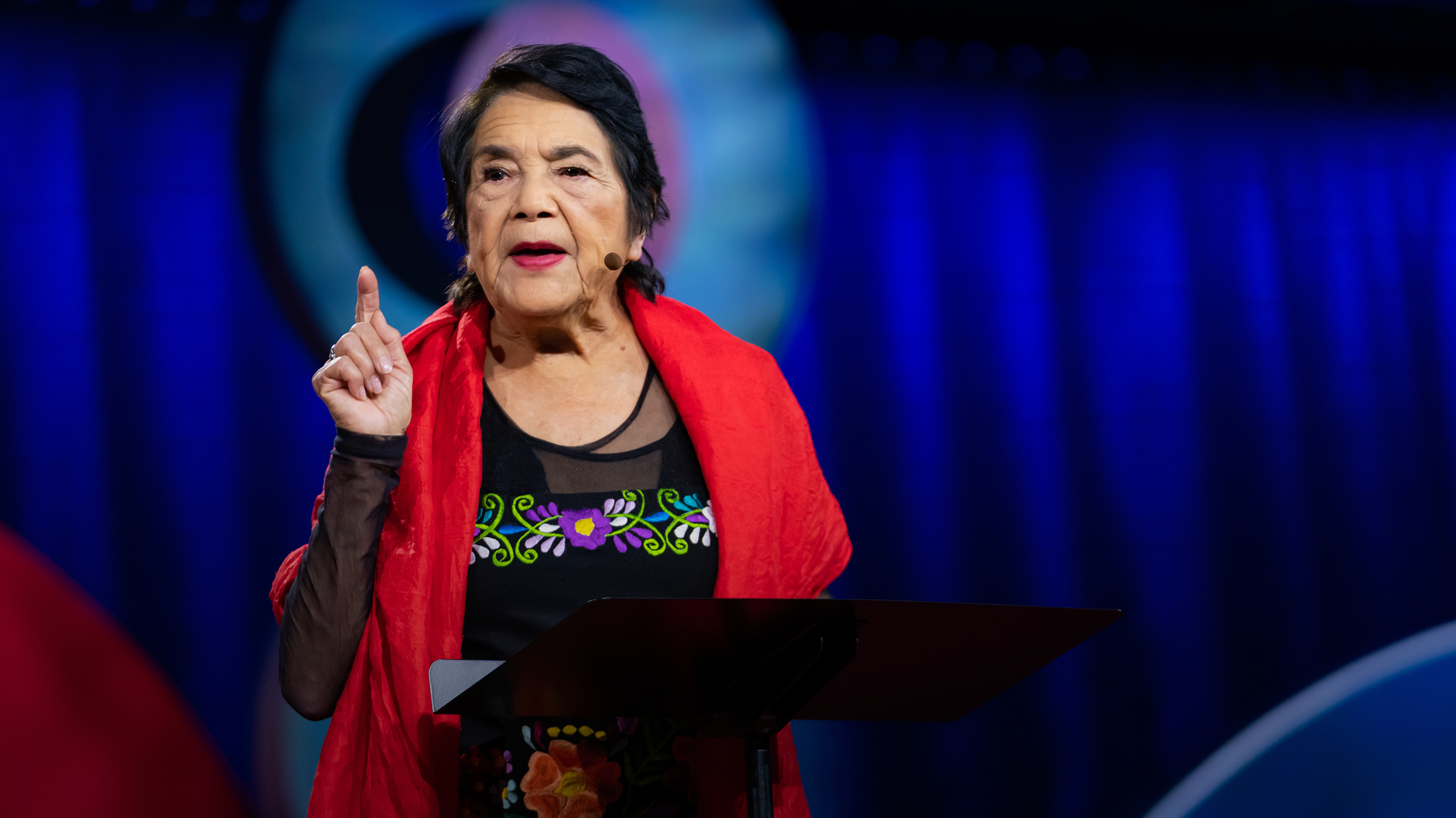 Dolores Huerta on the TED stage.