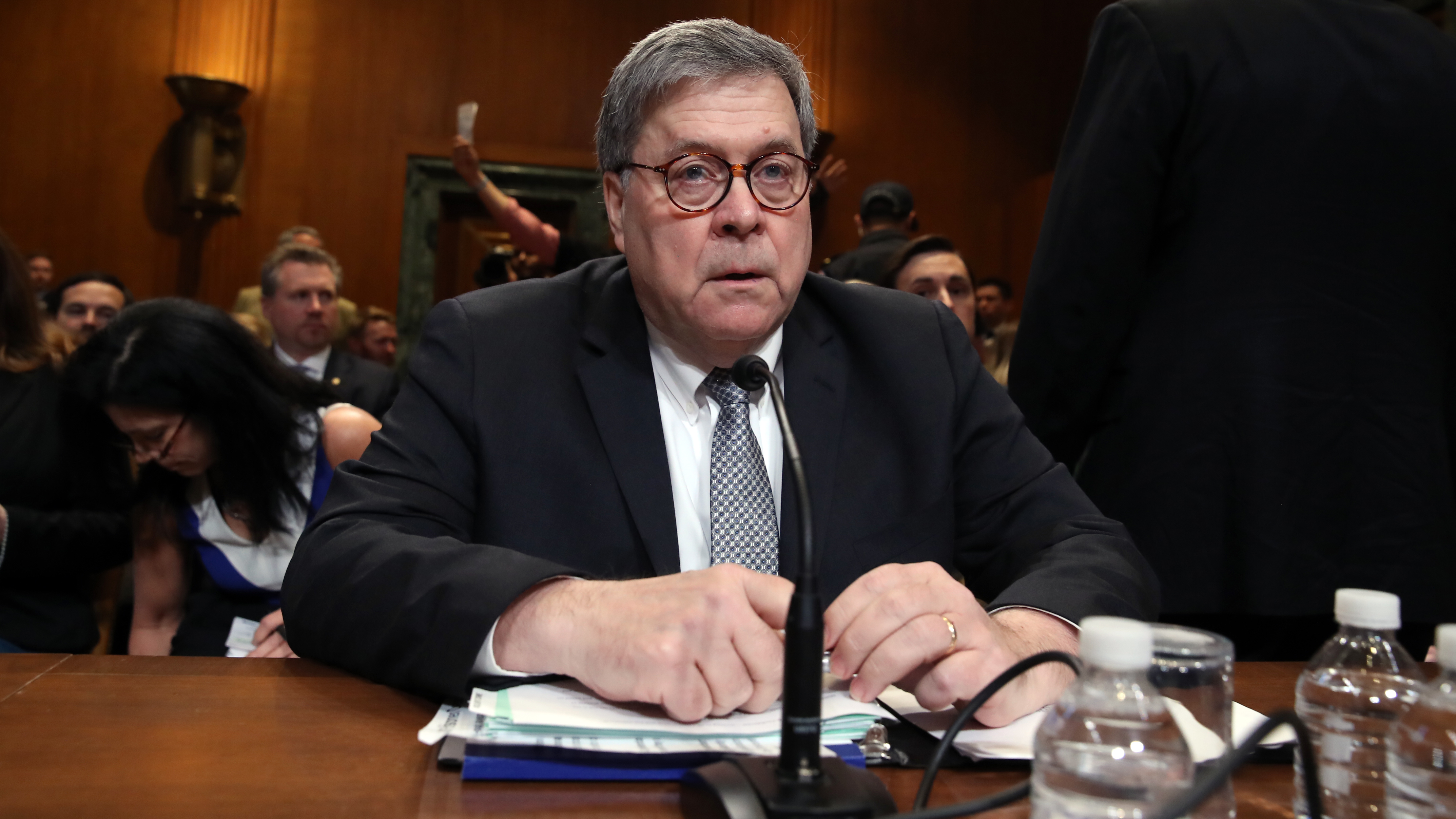 Attorney General William Barr arrives to testify before a panel of the Senate Appropriations Committee Wednesday. (Getty Images)