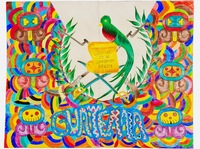 An acrylic piece created by a group of teens featuring the Quetzal, the national bird of Guatemala.