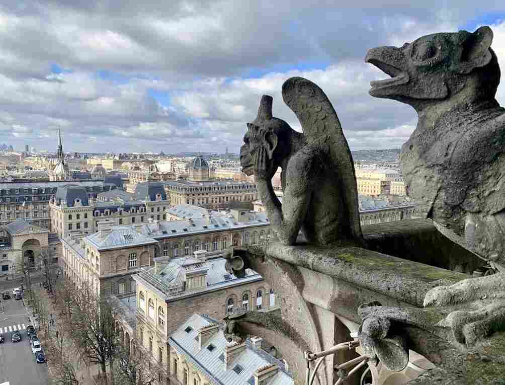 I was there only two months ago at Sunday mass and later went up to the bell tower where I saw the gargoyles that sat guarding the cathedral as well as the spire that collapsed today. Part of my heart will forever be with #NotreDame.