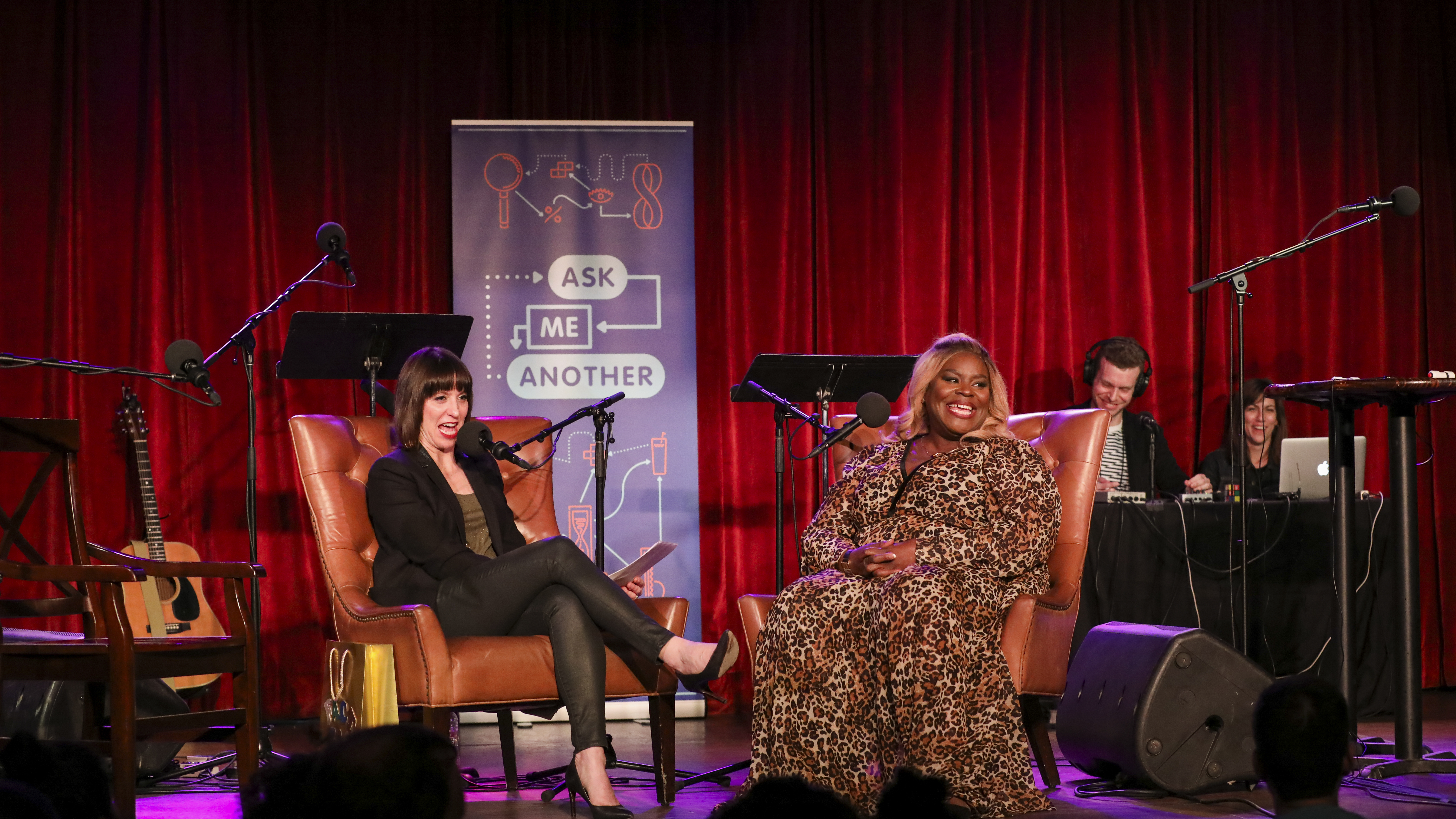 Host Ophira Eisenberg and Retta on Ask Me Another at the Bell House in Brooklyn, New York.