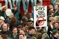 On April 25, 1999, a memorial service for the victims of the Columbine High School shooting Littleton, Colo.