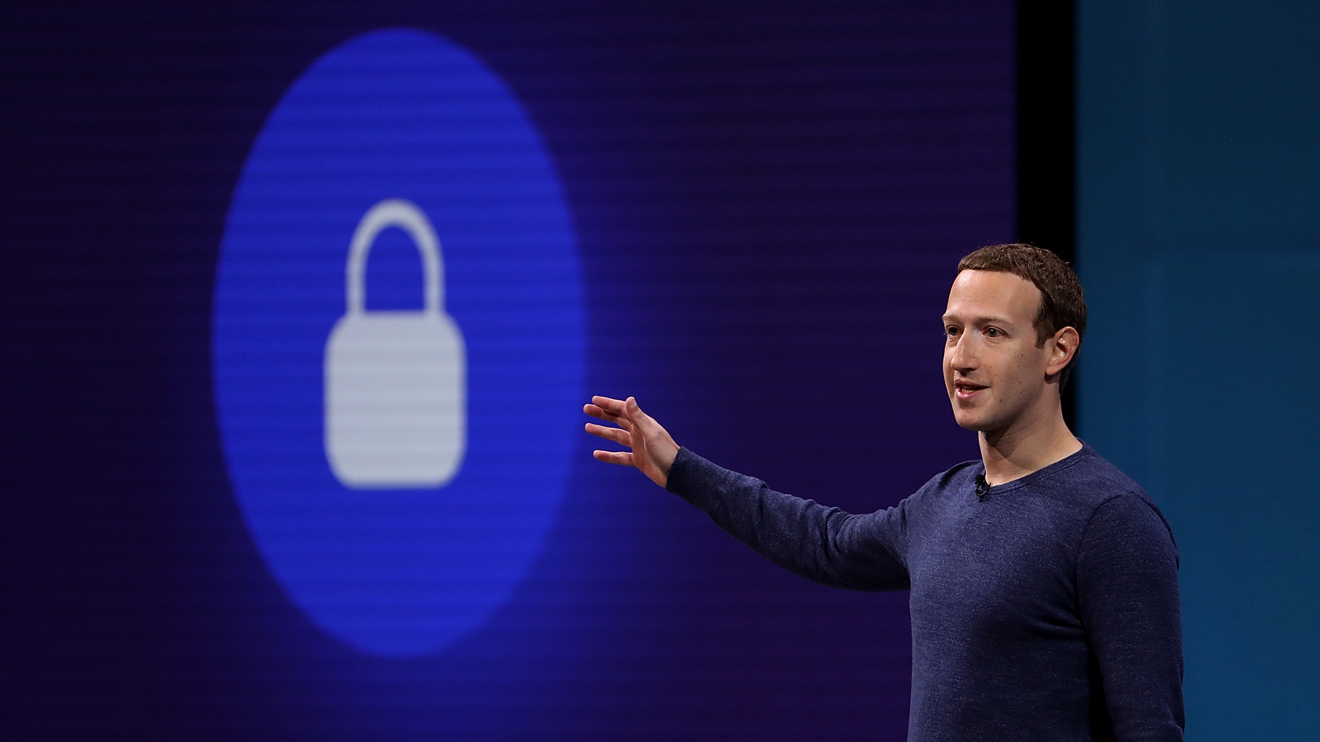 Facebook CEO Mark Zuckerberg speaks during the Facebook F8 developers conference on May 1, 2018, in San Jose, Calif. (Getty Images)