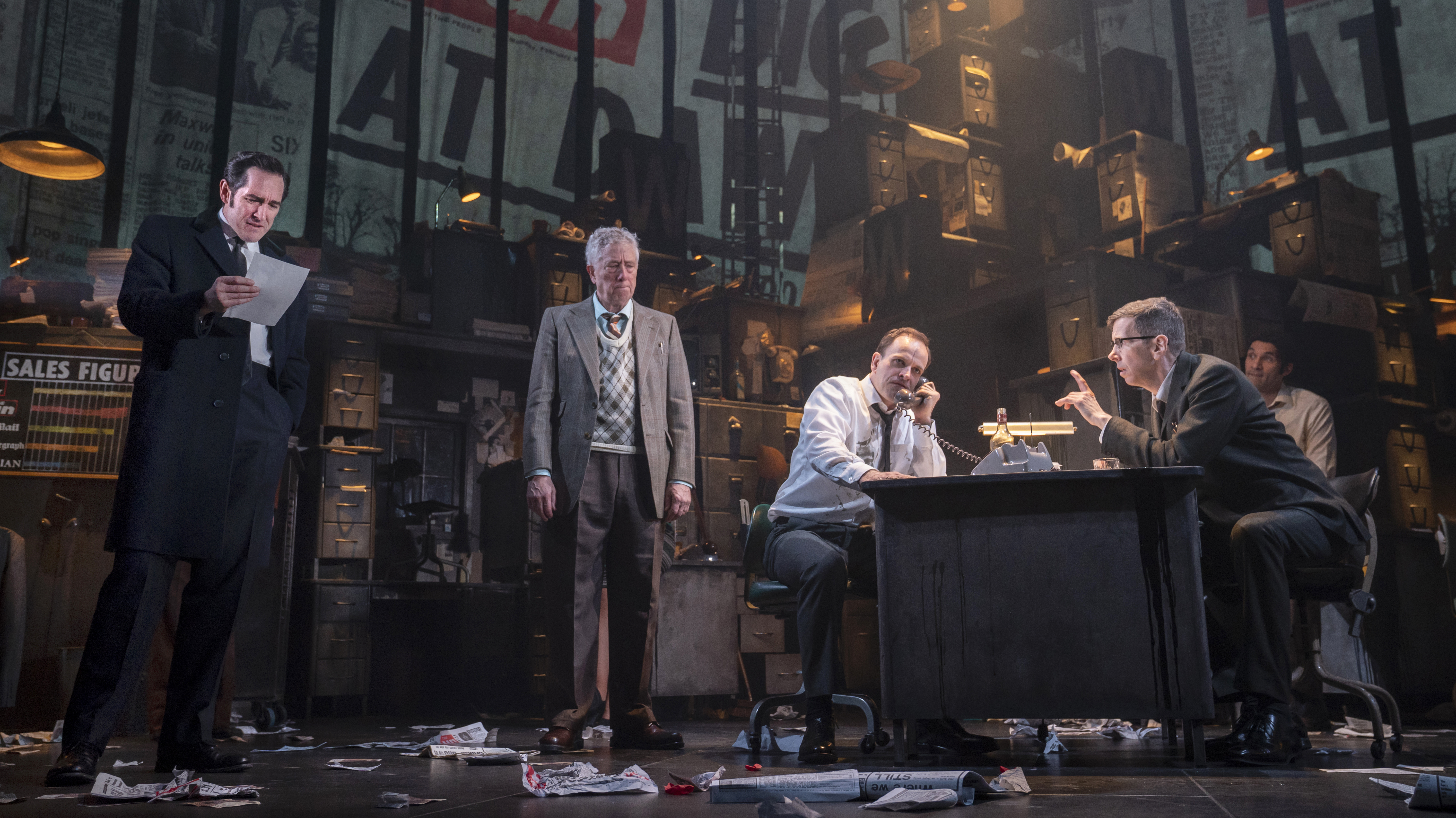 Bertie Carvel (left) plays a young Rupert Murdoch in the play Ink, which chronicles the media mogul