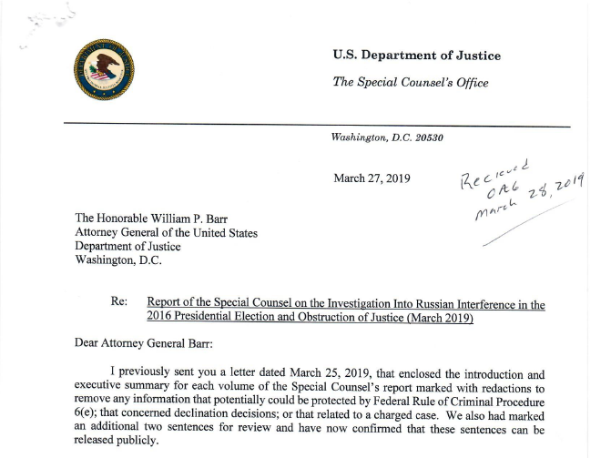 READ: Mueller's Letter Expressing Concern About Barr's Summary Of His Report