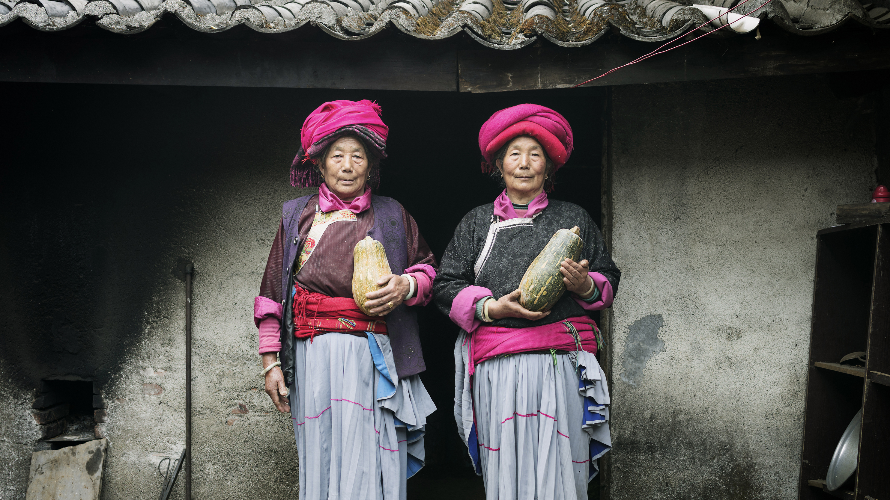 Naju Dorma, 73, and Lacuo Dorma, 66, belong to the Mosuo society in China, where grandmothers head up households. They