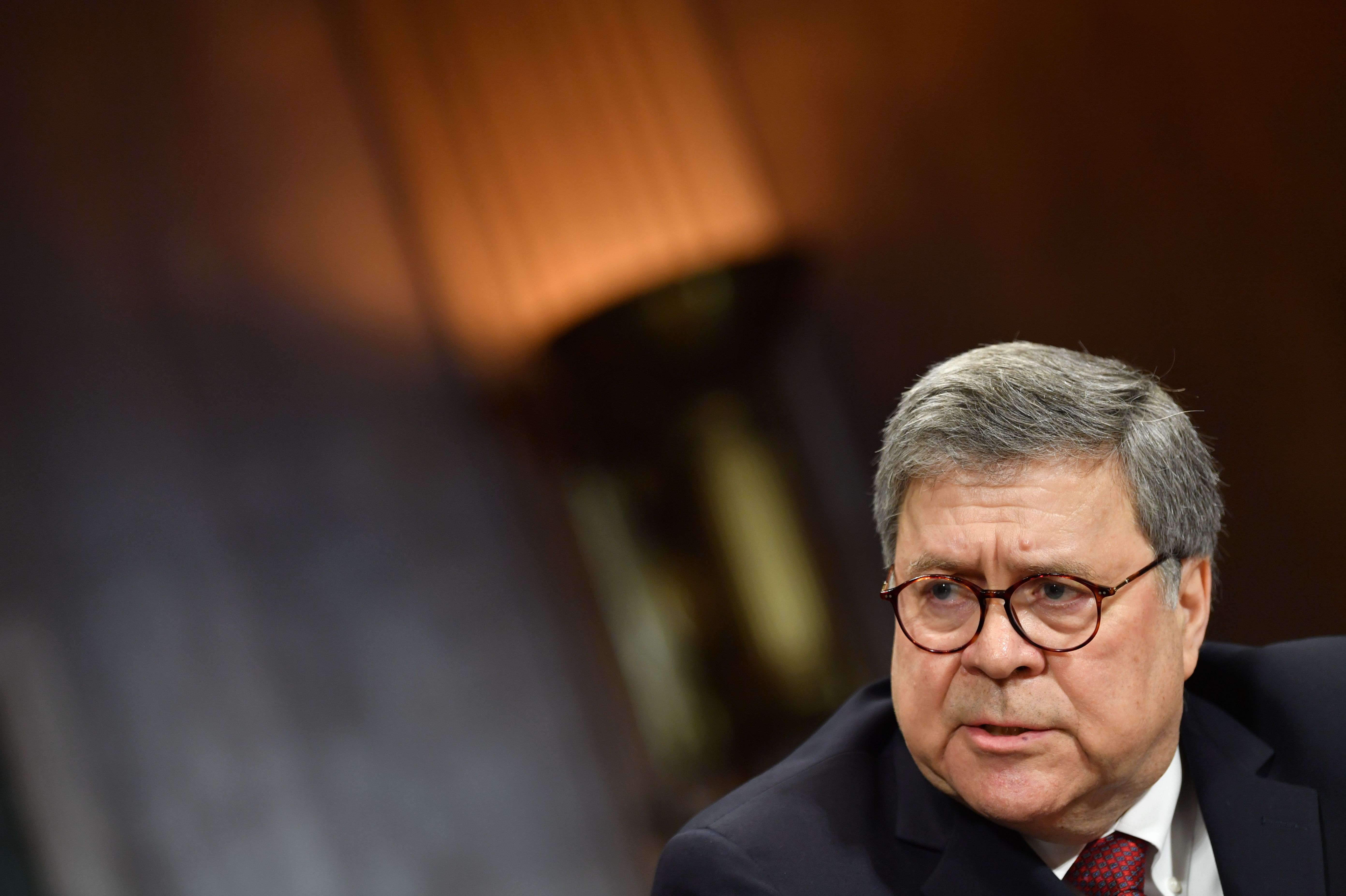 U.S. Attorney General William Barr testifies before the Senate Judiciary Committee on Capitol Hill on May 1. The House Judiciary Committee voted Wednesday to hold him in contempt of Congress, pushing the resolution to the full House. (AFP/Getty Images)