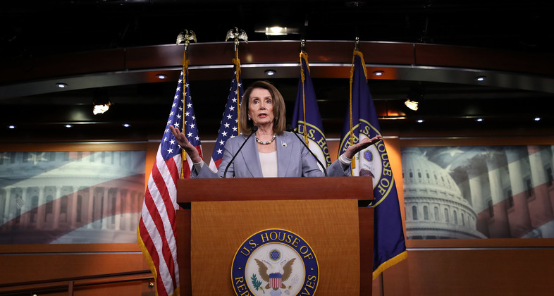 Speaker of the House Nancy Pelosi, D-Calif., answers questions during a press conference at the Capitol on Thursday. The House is expected to vote on whether to hold Attorney General William Barr in contempt of Congress. (Win McNamee/Getty Images)