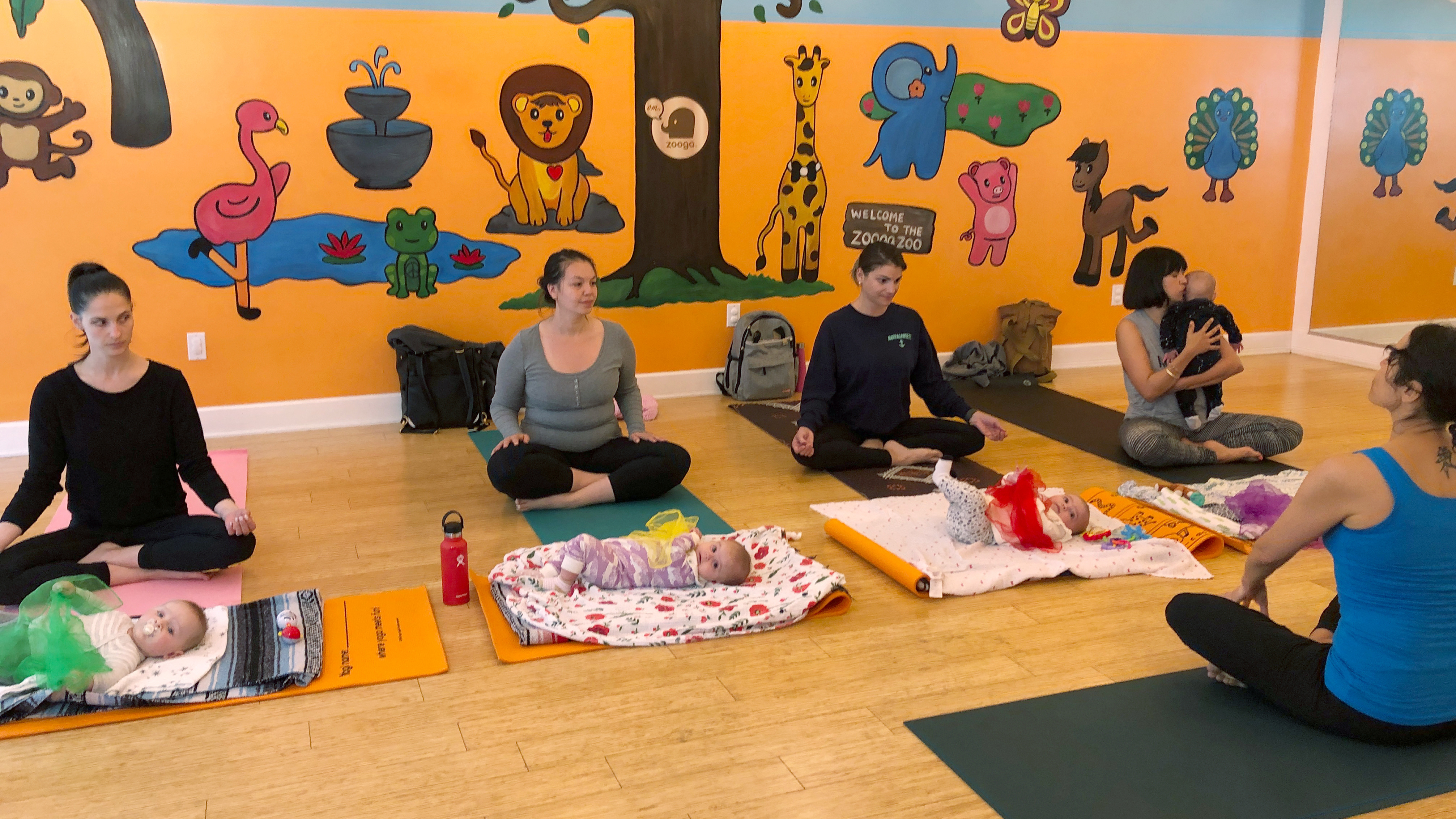 In 2018, U.S. birthrates fell for nearly all racial and age groups, the CDC says. Here, mothers and babies attend a yoga class in Culver City, Calif., in March. (Reuters)