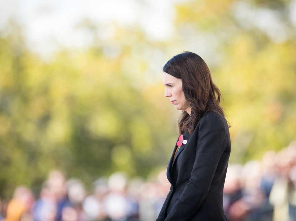 New Zealand Prime Minister Jacinda Ardern is calling on governments and tech companies to do more to prevent livestreaming of terrorist attacks and the spread of such videos online. Ardern is seen here laying a wreath at the Auckland War Memorial Museum in Auckland last month.