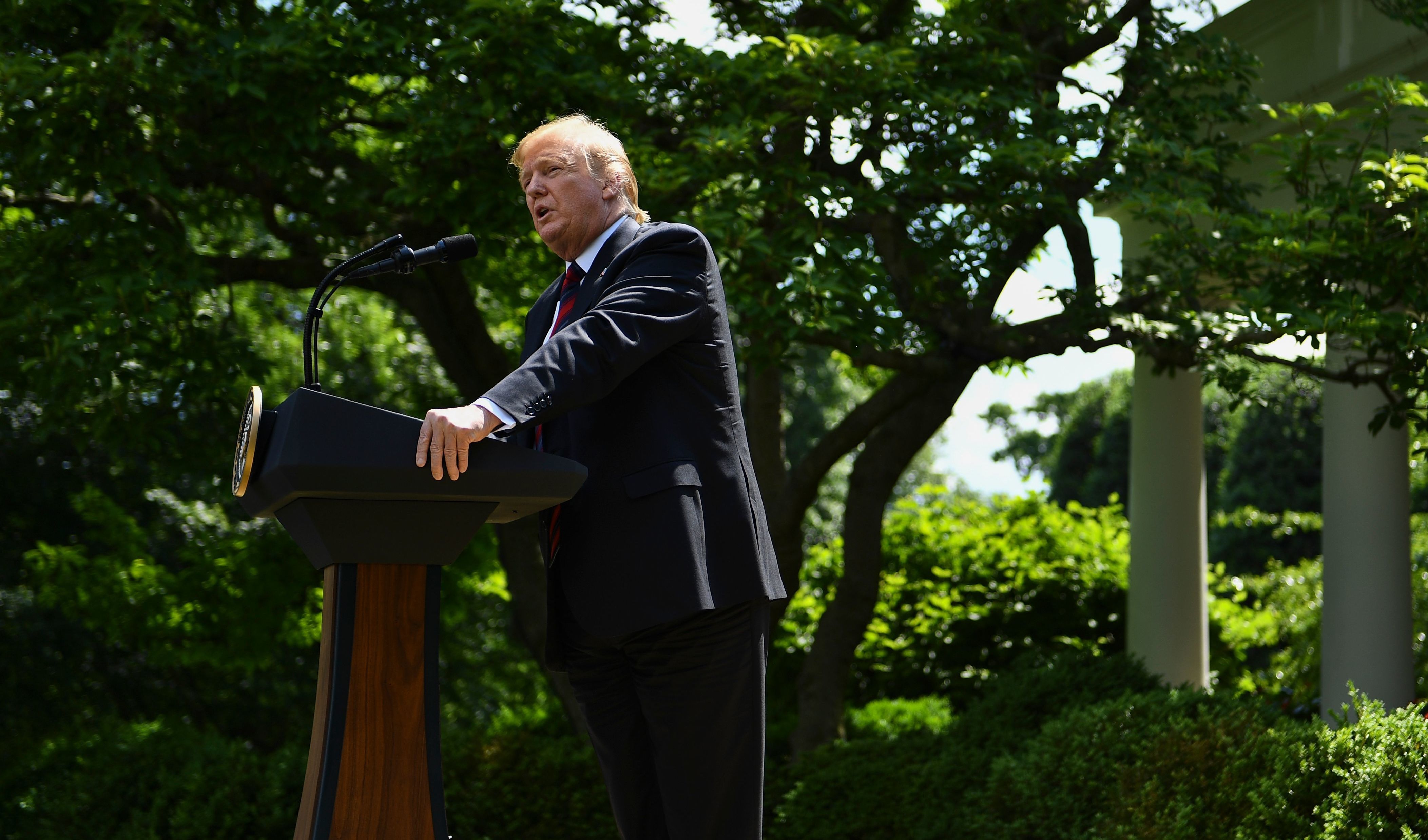 President Trump announces a new immigration proposal in the White House Rose Garden on Thursday. (AFP/Getty Images)