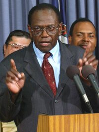 John Stokes, a student protester during the civil rights movement in the 1950's, speaks at a press conference in Richmond, Va., in 2004. As a high school senior in 1951, Stokes was one of the leaders of a student strike, protesting conditions at the all-black Moton High School in Virginia.