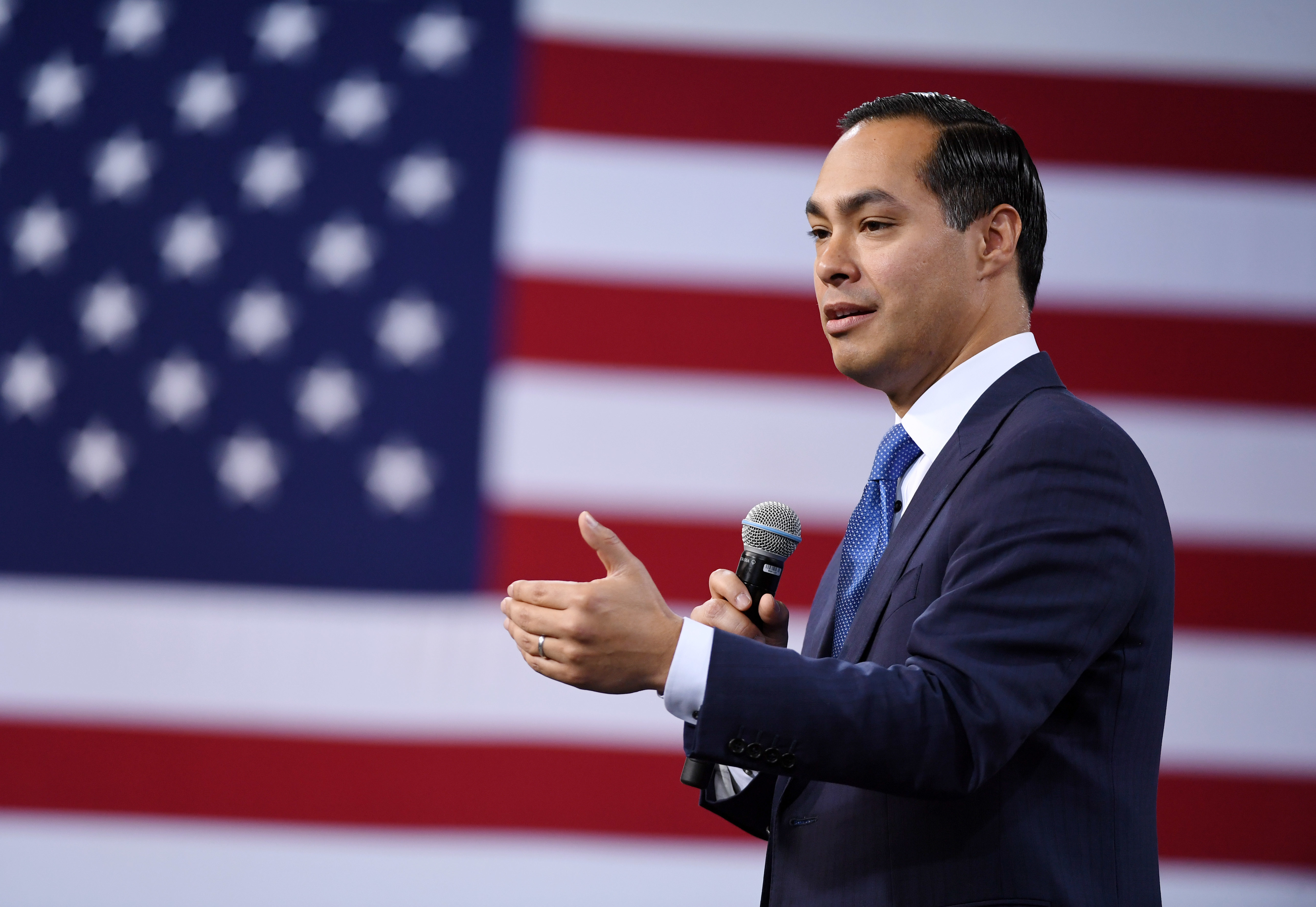 Democratic presidential candidate Julián Castro, pictured at a forum in Las Vegas on April 27, says he wants to decriminalize illegal border crossings. (Getty Images)