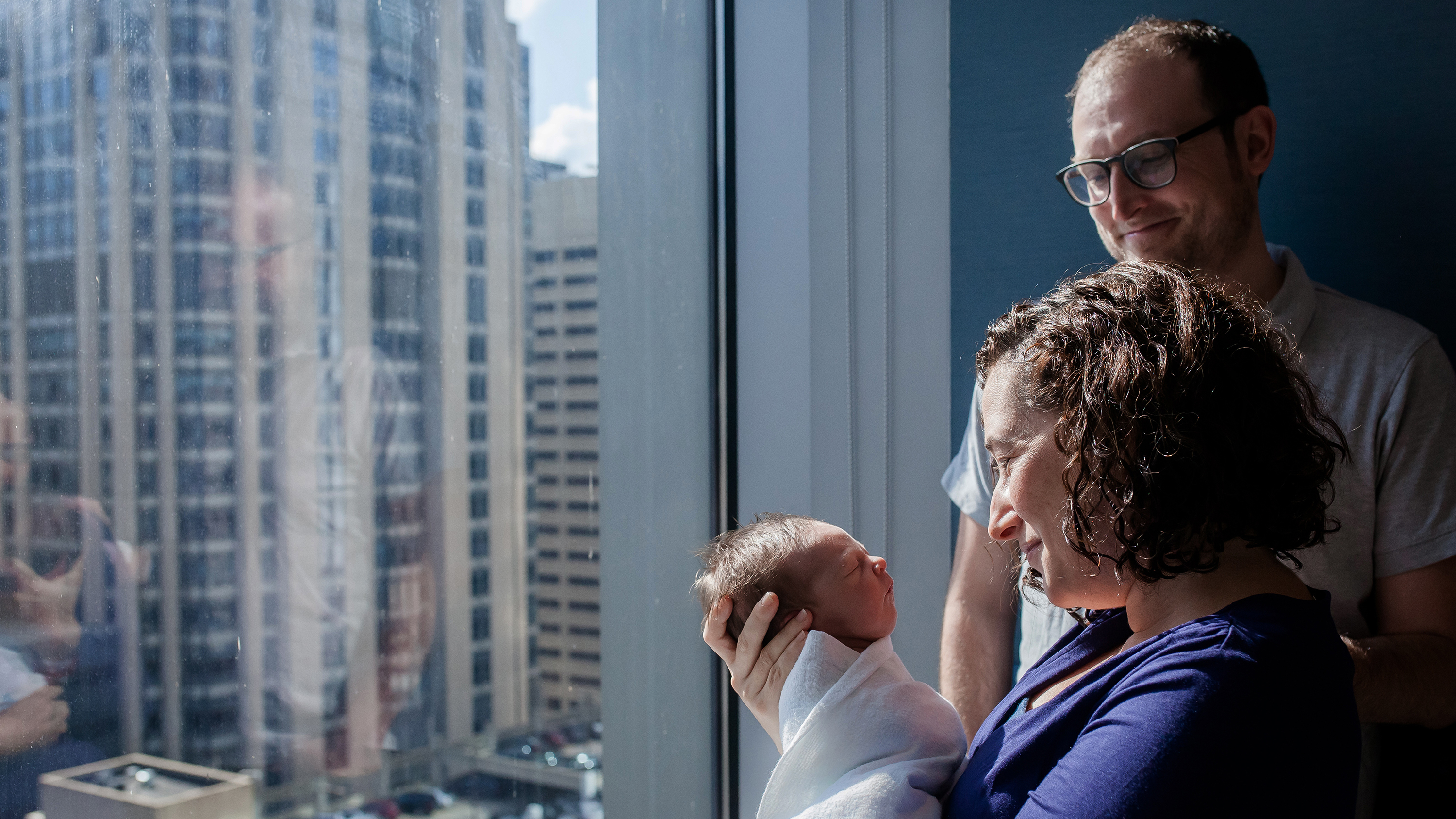 Reporter Jenny Gold and her husband, Alex Gourse, with their newborn son at Prentice Women