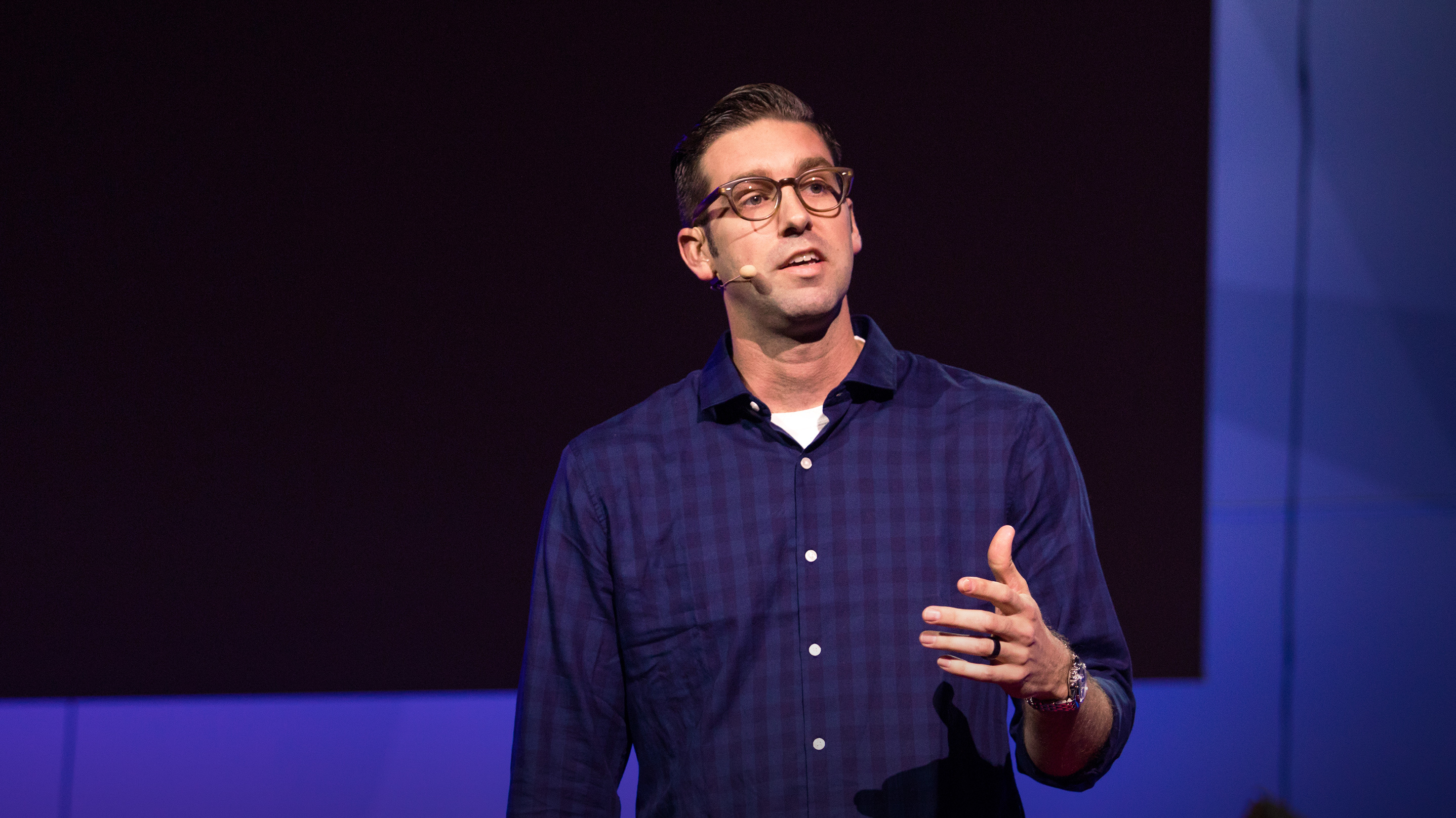Jon Bowers on the TED stage.