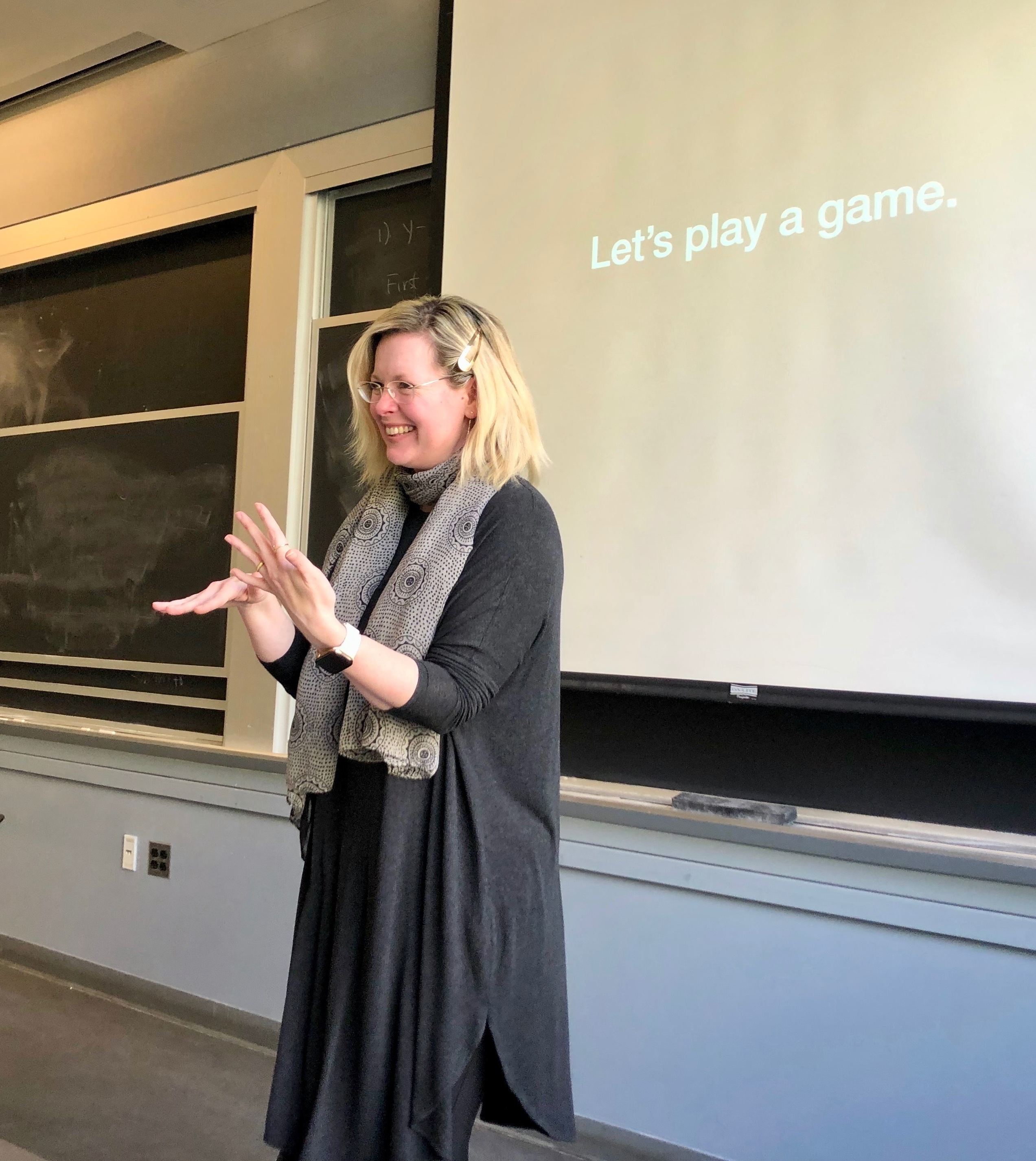 Philosophy professor Abby Everett Jaques of the Massachusetts Institute of Technology created a class called Ethics of Technology to help future engineers and computer scientists understand the pitfalls of tech. (Courtesy of Kim Martineau, MIT Quest for Intelligence)