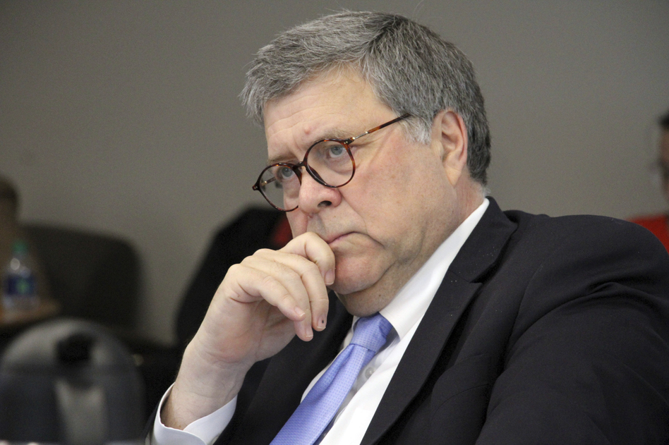 Attorney General William Barr, pictured at an event on Wednesday in Anchorage, Alaska, sat down with CBS to discuss the Russia investigation. (Mark Thiessen/AP)
