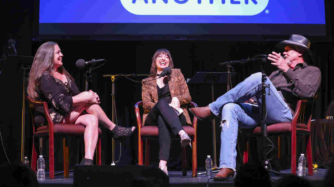 Carlene Carter, Ophira Eisenberg and Trace Adkins on Ask Me Another at TPAC's Polk Theater in Nashville, Tennessee.