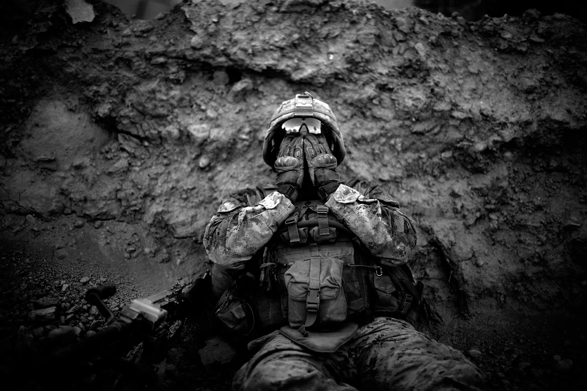 An Artist And A Warrior: Colleague Remembers Fallen NPR Photographer David Gilkey 18 Marine Lance Cpl. Anthony Espinoza wipes the sweat out of his eyes at the end of a daylong patrol out of the Sangin District in southern Afghanistan in 2011.