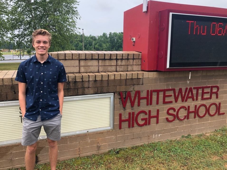 Ethan Roberts, a rising high school senior, works at a Walmart in Fayette County, Ga. He says he plans to take advantage of the company's new benefit that will pay for standardized test preparation. (Courtesy of Ethan Roberts)