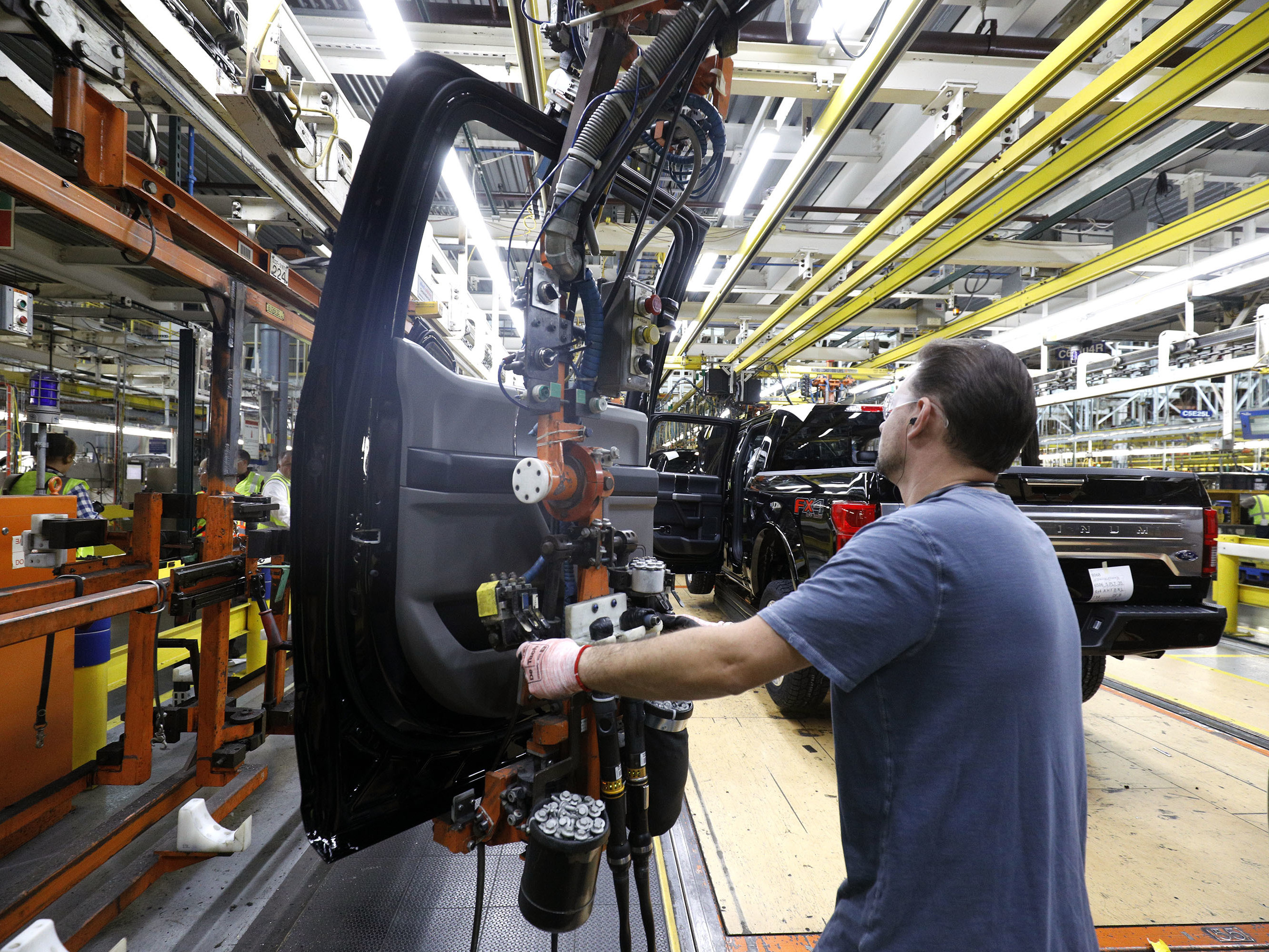 An F-150 pickup is assembled at a Ford plant in Dearborn, Mich., last year. Manufacturing has been a soft spot in recent months. (Getty Images)
