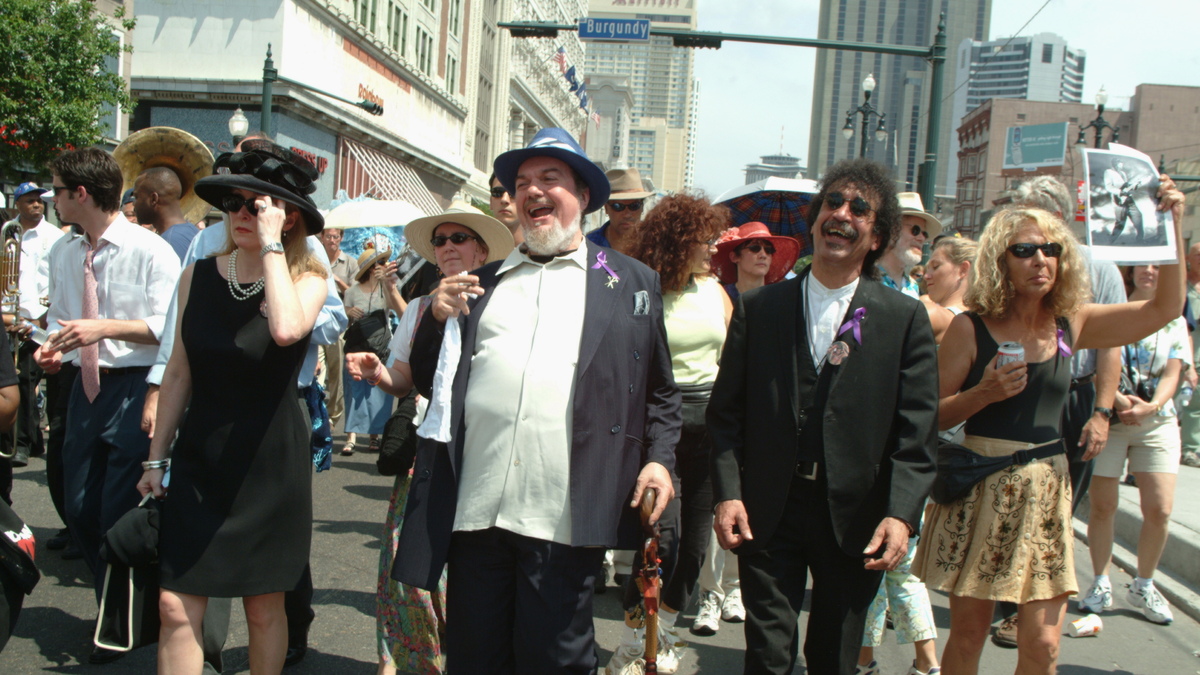 Dr. John and Earl King in a funeral march.