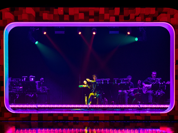 Danny Jonokuchi plays the theremin onstage in the musical Be More Chill.