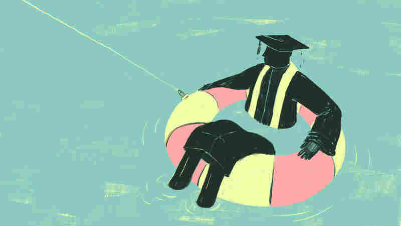 Graduate floating in water.